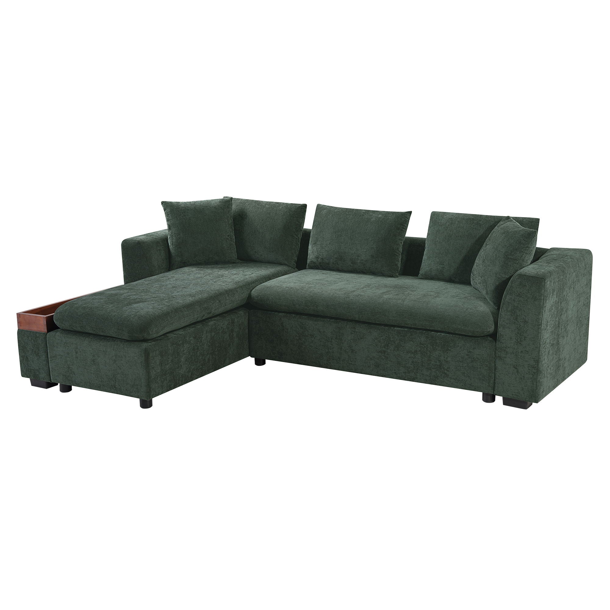 Modern L Shaped Sectional Sofa With Upholstery And Wooden Storage by HouseOfZazla