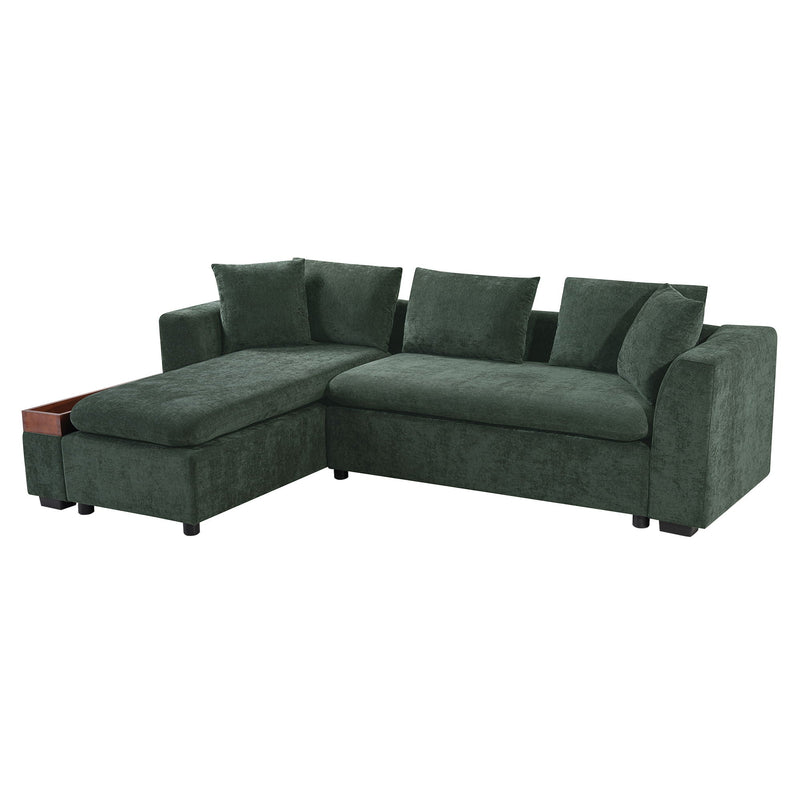 Modern L Shaped Sectional Sofa With Upholstery And Wooden Storage by HouseOfZazla