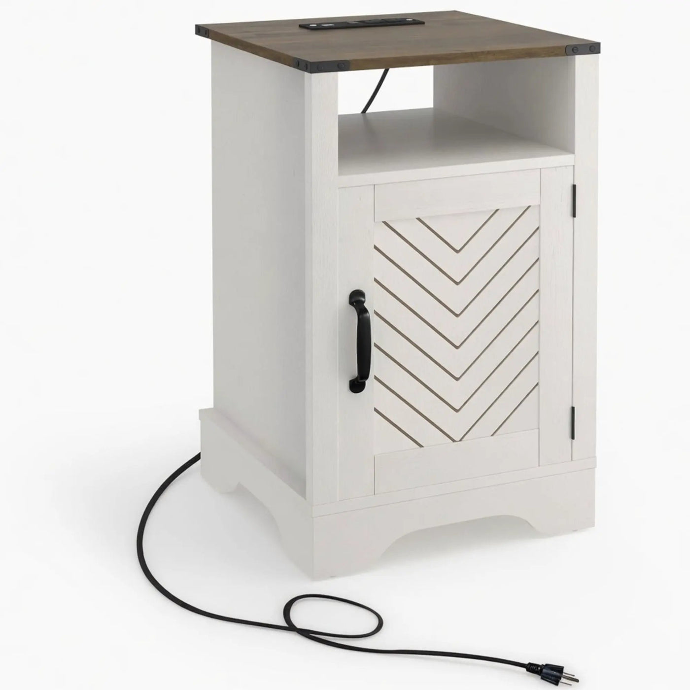 Farmhouse Nightstand With Charging Station & Storage by HouseOfZazla