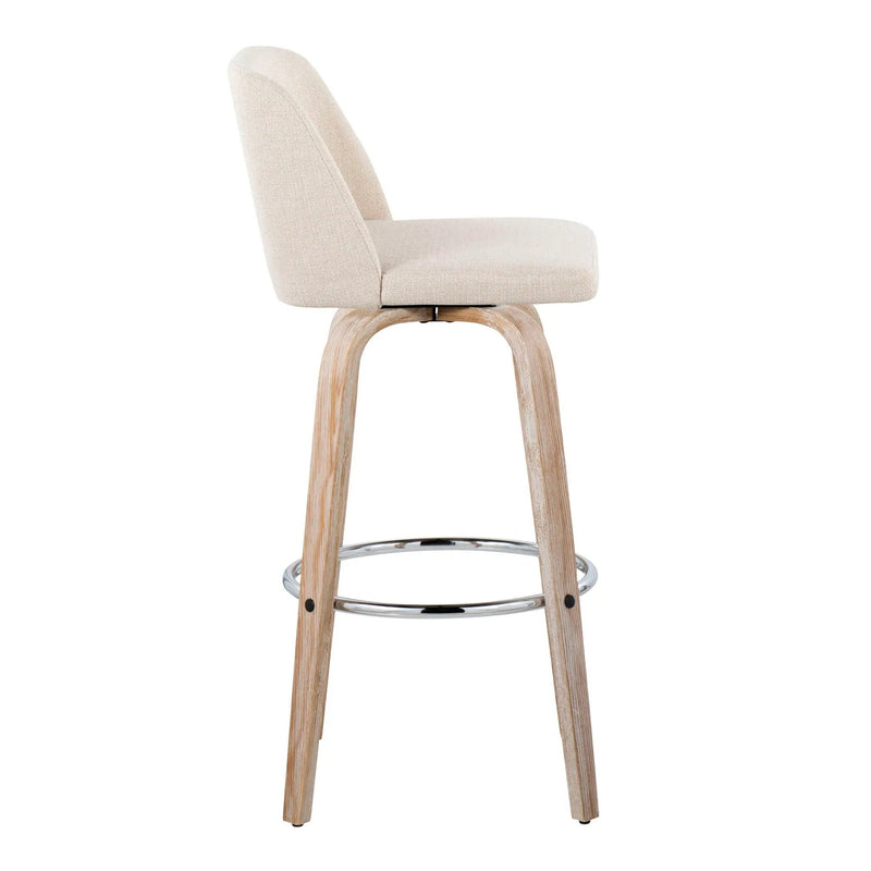 Toriano - Contemporary Fixed Height Barstool With Swivel & Round Footrest (Set of 2) by HouseOfZazla