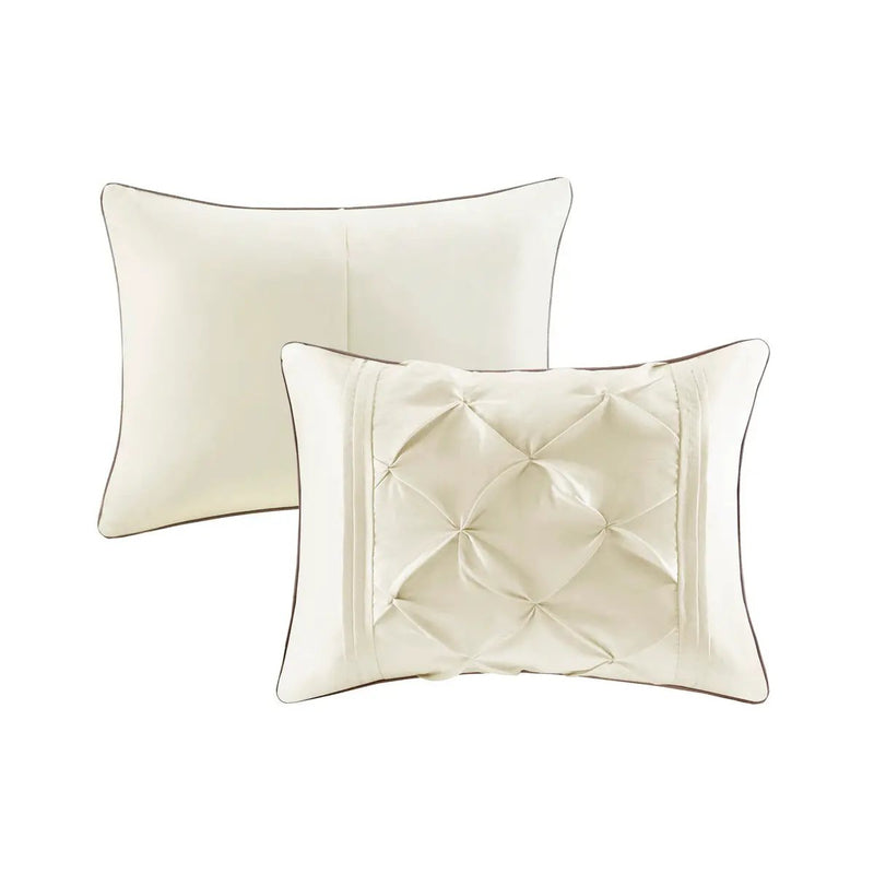 7 Piece Tufted Comforter Set Ivory Full by HouseOfZazla