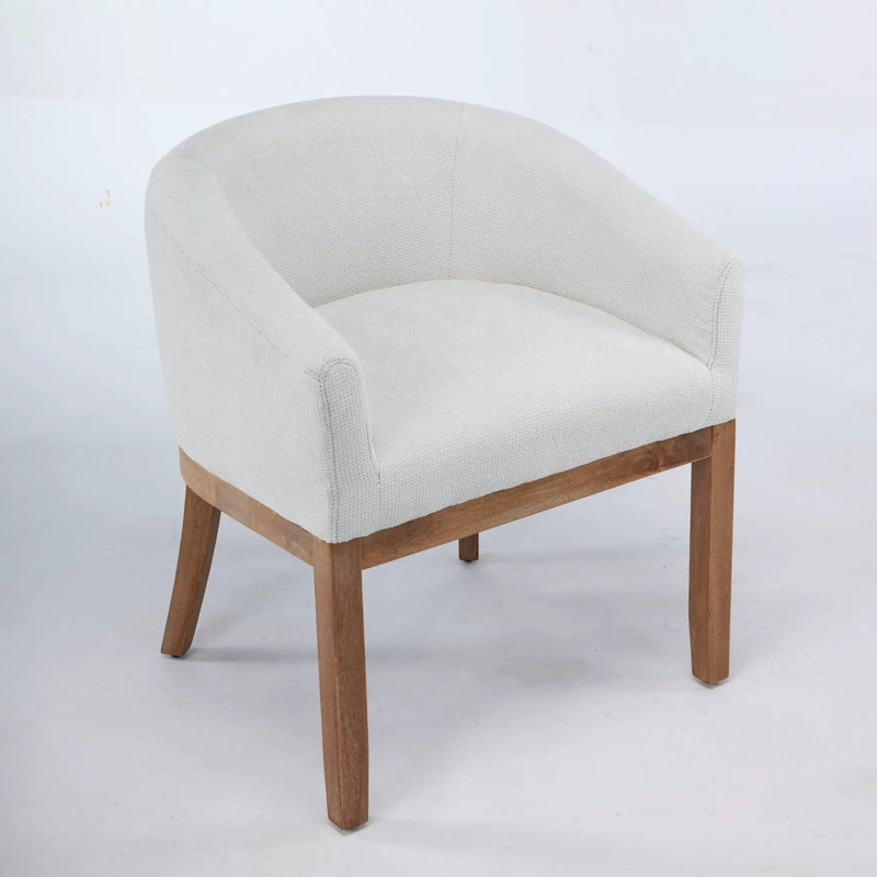 Mid Century Modern Upholstered Barrel Dining Chair with Arms by HouseOfZazla
