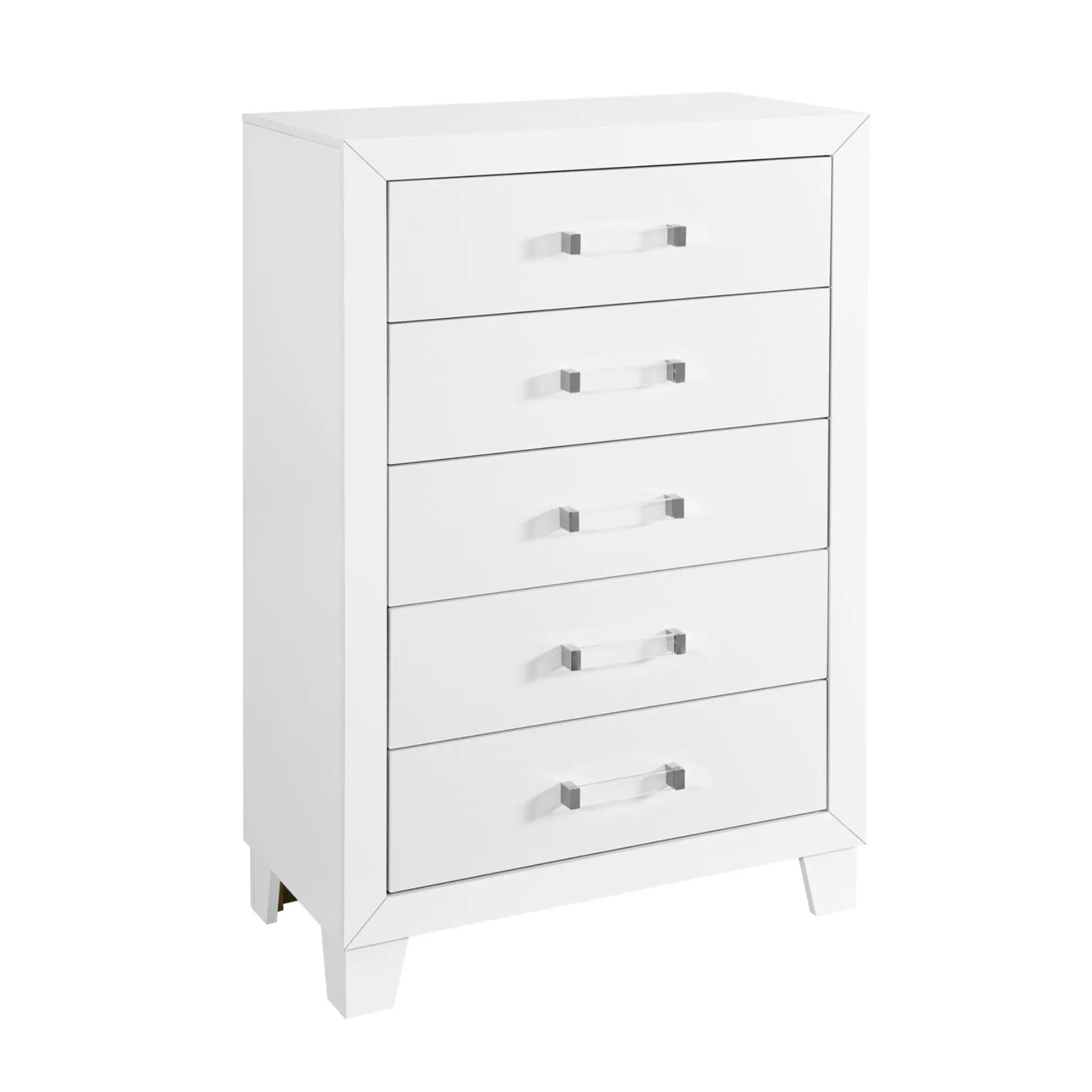 OMODA White 5 Drawer Modern Chest by HouseOfZazla