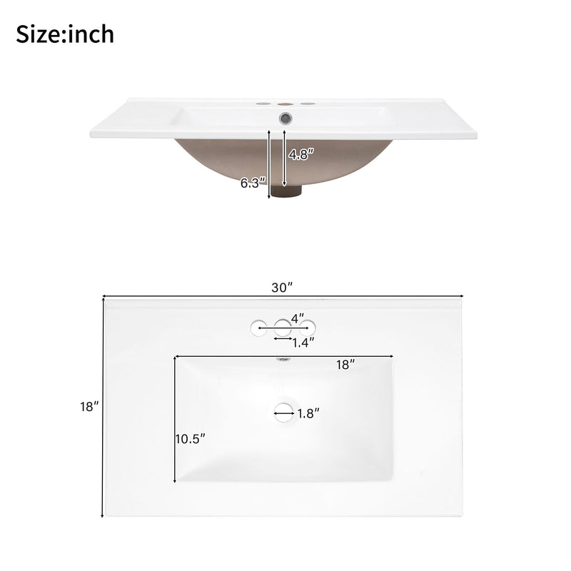 Modern Bathroom Vanity With Sink, Storage Cabinet, Soft Close Doors, Deep & Standard Drawers by HouseOfZazla