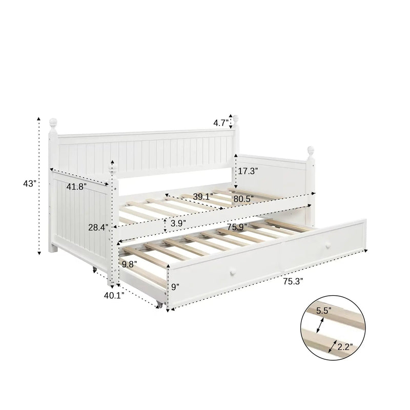 Twin Size Daybed & Twin Size Trundle - White by Unique Piece Furniture