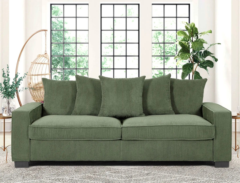 Luxe Sofa With 5 Matching Toss Pillows, Sleek Design, Spacious And Comfortable 3 Seater Couch by HouseOfZazla
