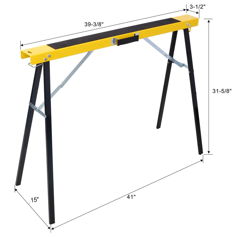 Folding Portable Saw Horses 2 Pack With Fast Open Legs, Heavy Duty For Garage And Workshop - Yellow / Black by HouseOfZazla