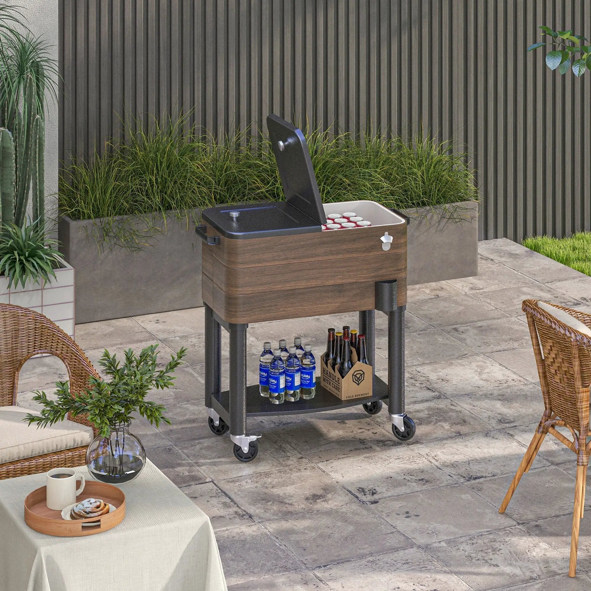 Outsunny Outdoor Cooler Cart, Rolling Beverage Ice Chest by HouseOfZazla