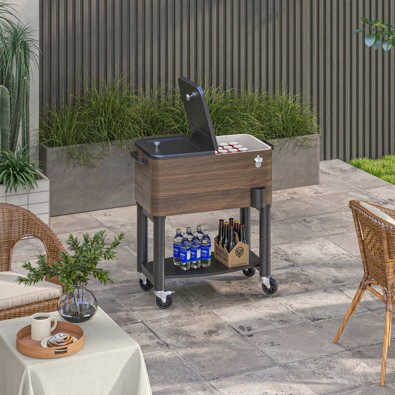 Outsunny Outdoor Cooler Cart, Rolling Beverage Ice Chest by HouseOfZazla