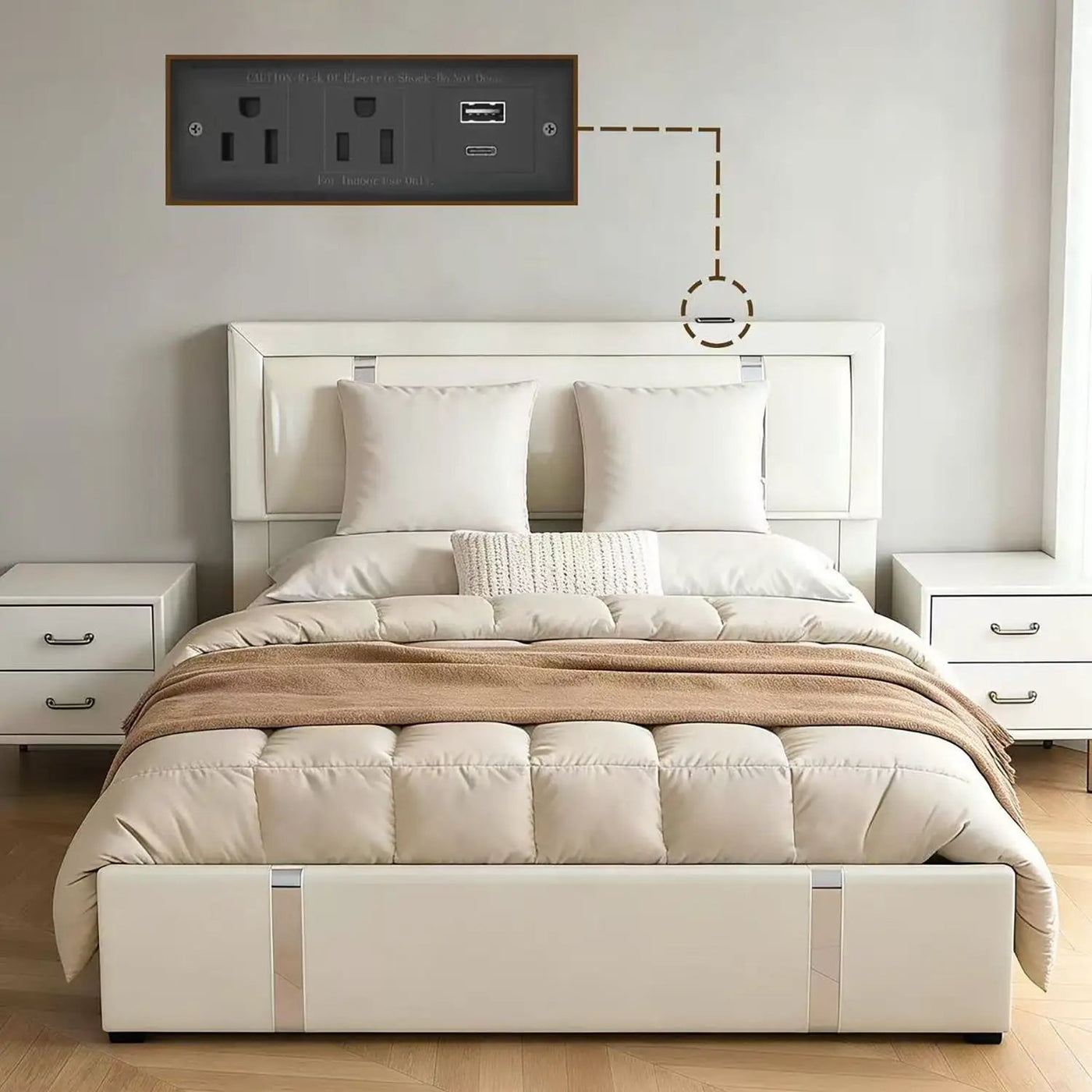 Upholstered Platform Bed Frame With Adjustable LED Headboard, USB C-Charging, Hydraulic Lift by HouseOfZazla