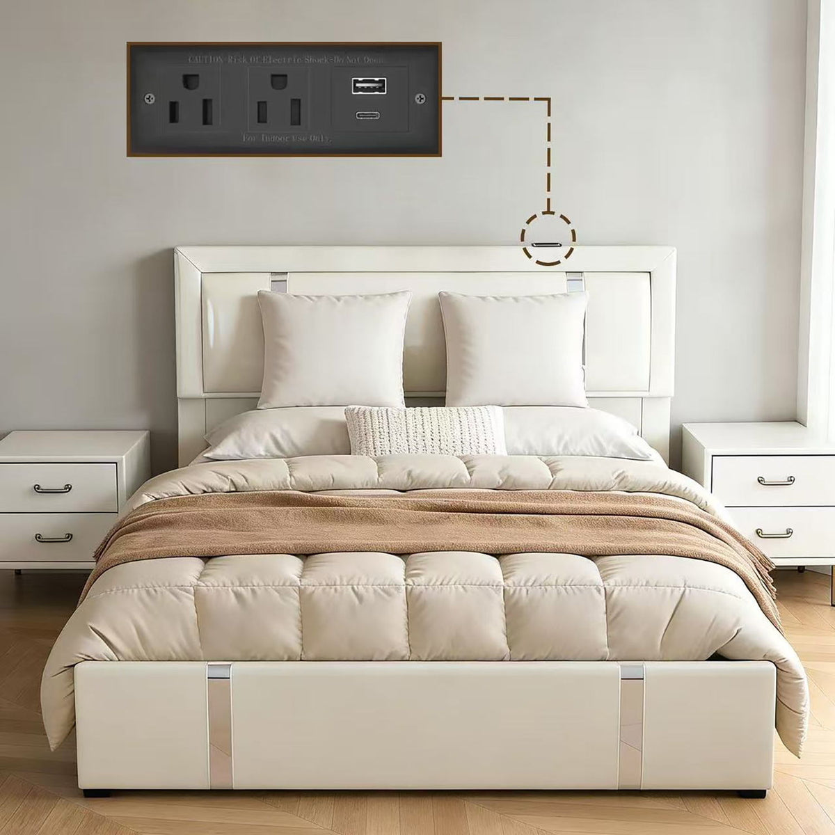 Upholstered Platform Bed Frame with Adjustable LED Headboard and Storage - Black or White, photo 20 of 28