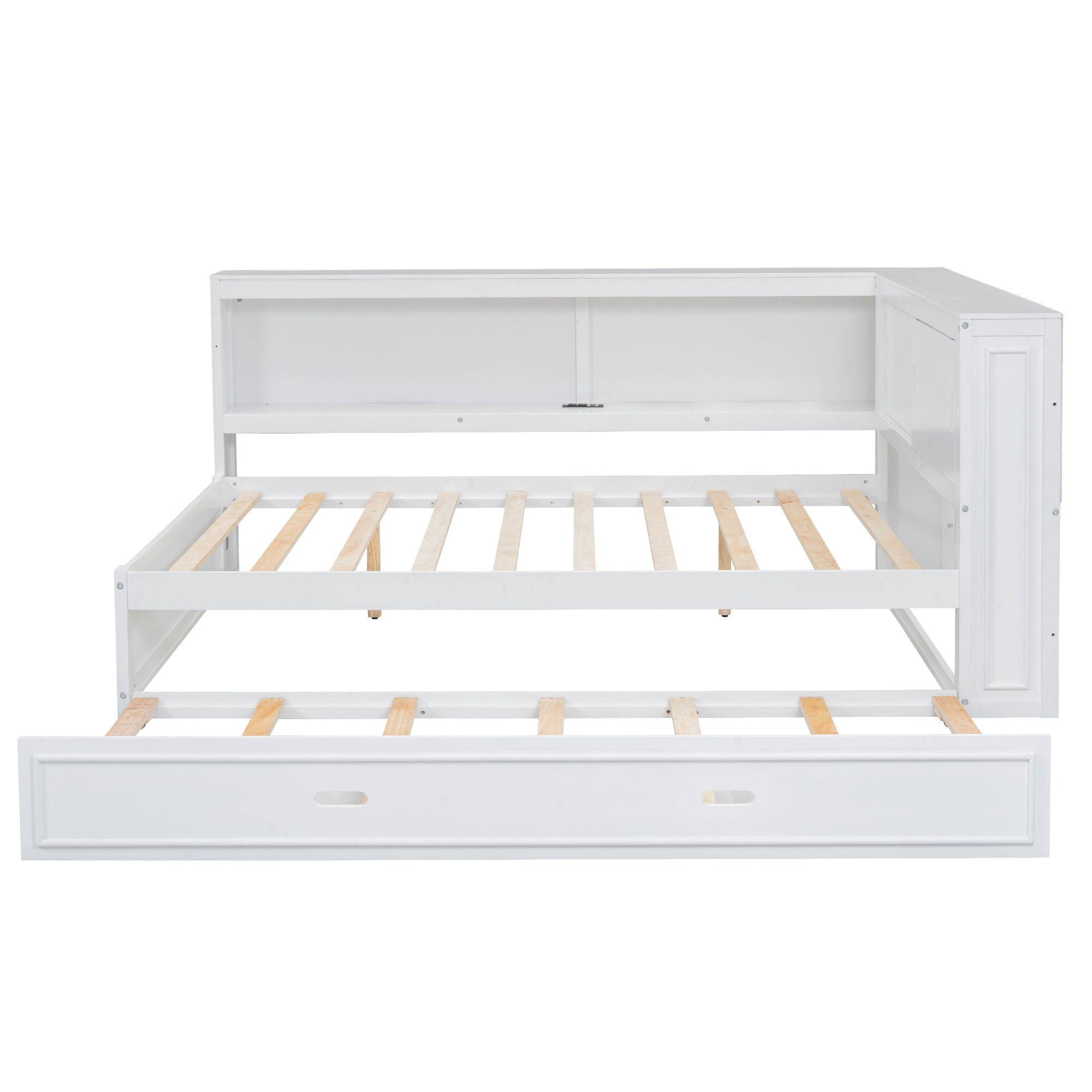 Daybed With Storage Shelves, LED, USB, And Trundle by HouseOfZazla