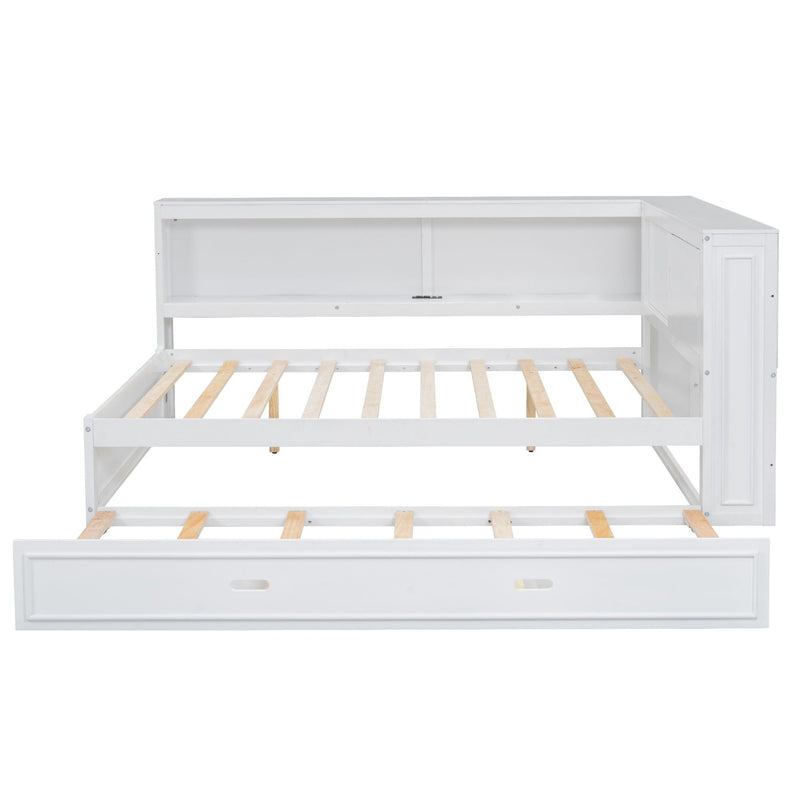 Daybed With Storage Shelves, LED, USB, And Trundle by HouseOfZazla