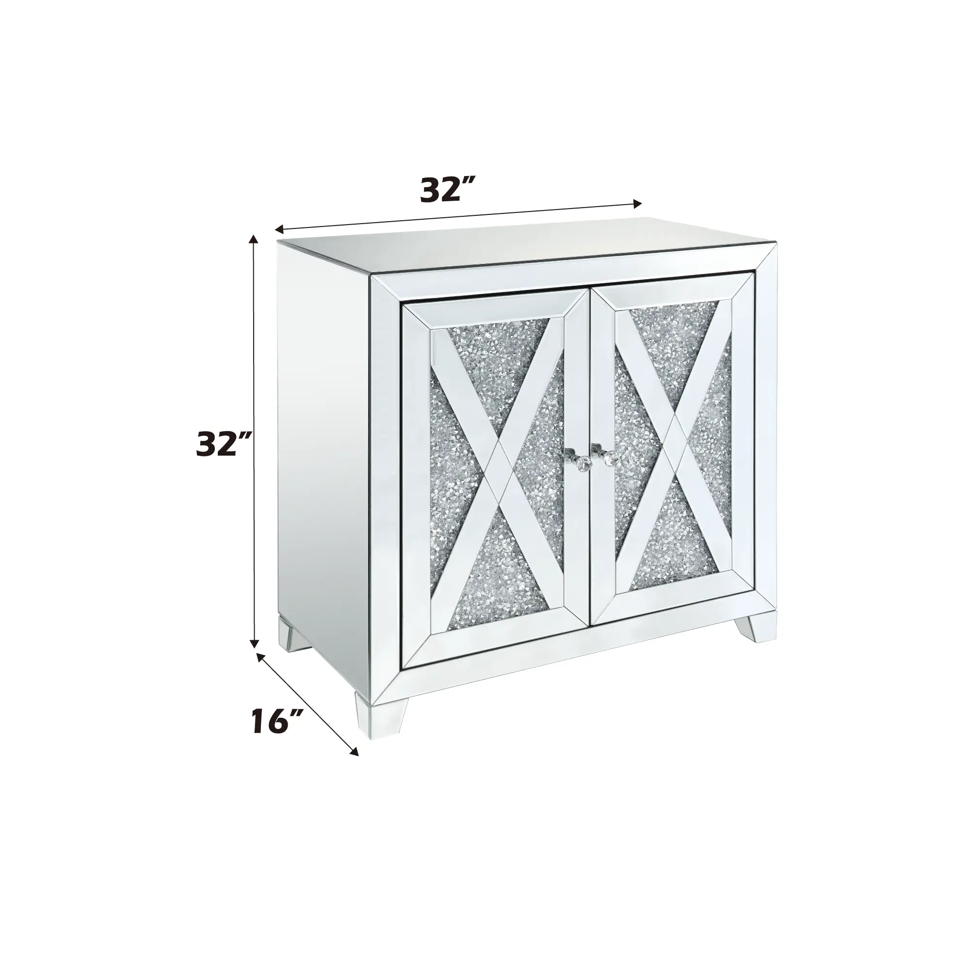Noralie Mirrored & Faux Diamonds Console Cabinet by HouseOfZazla