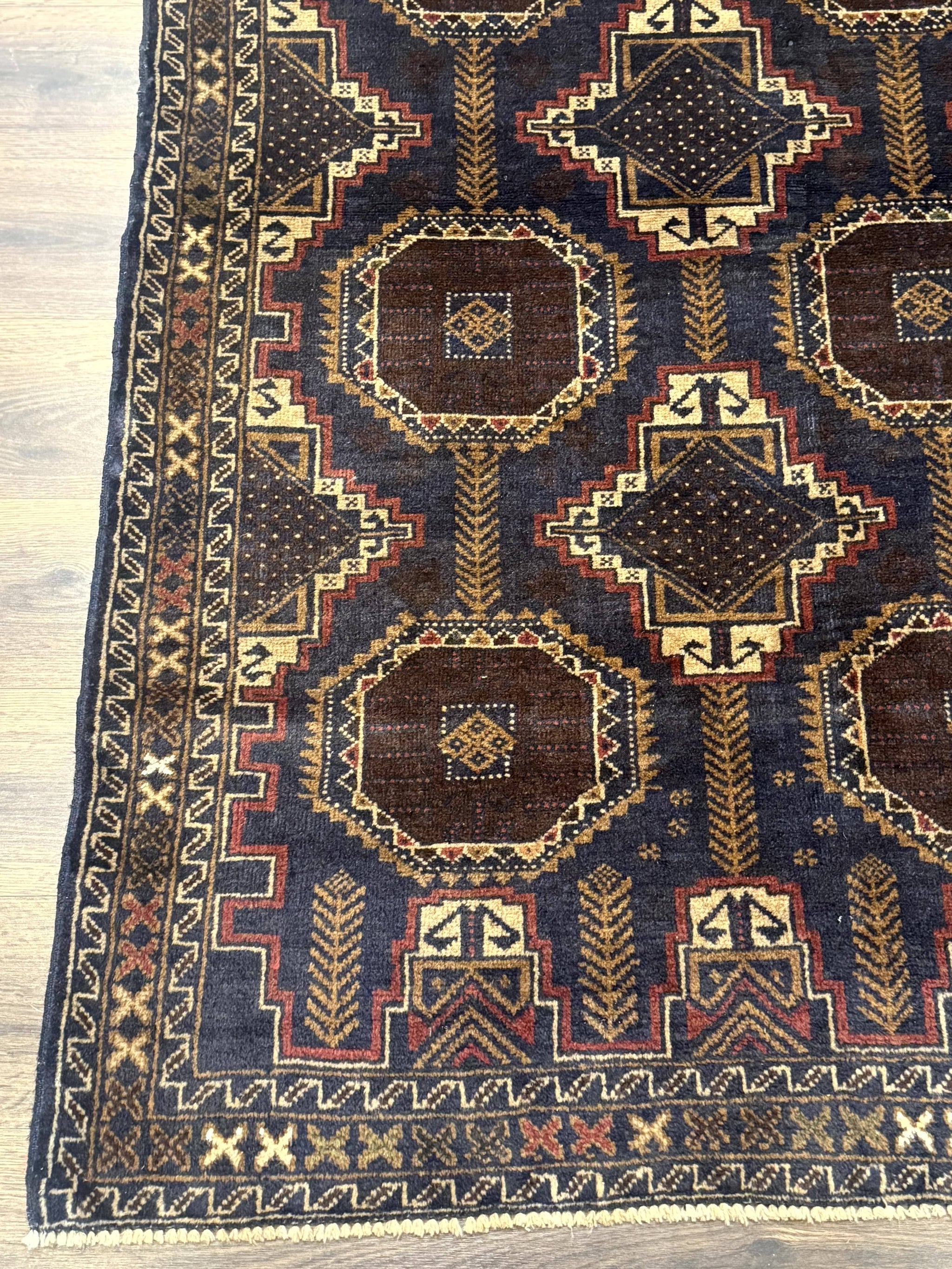 Navy Blue Afghan Balouch Rug 4x6, Handmade, New by Jewel Rugs
