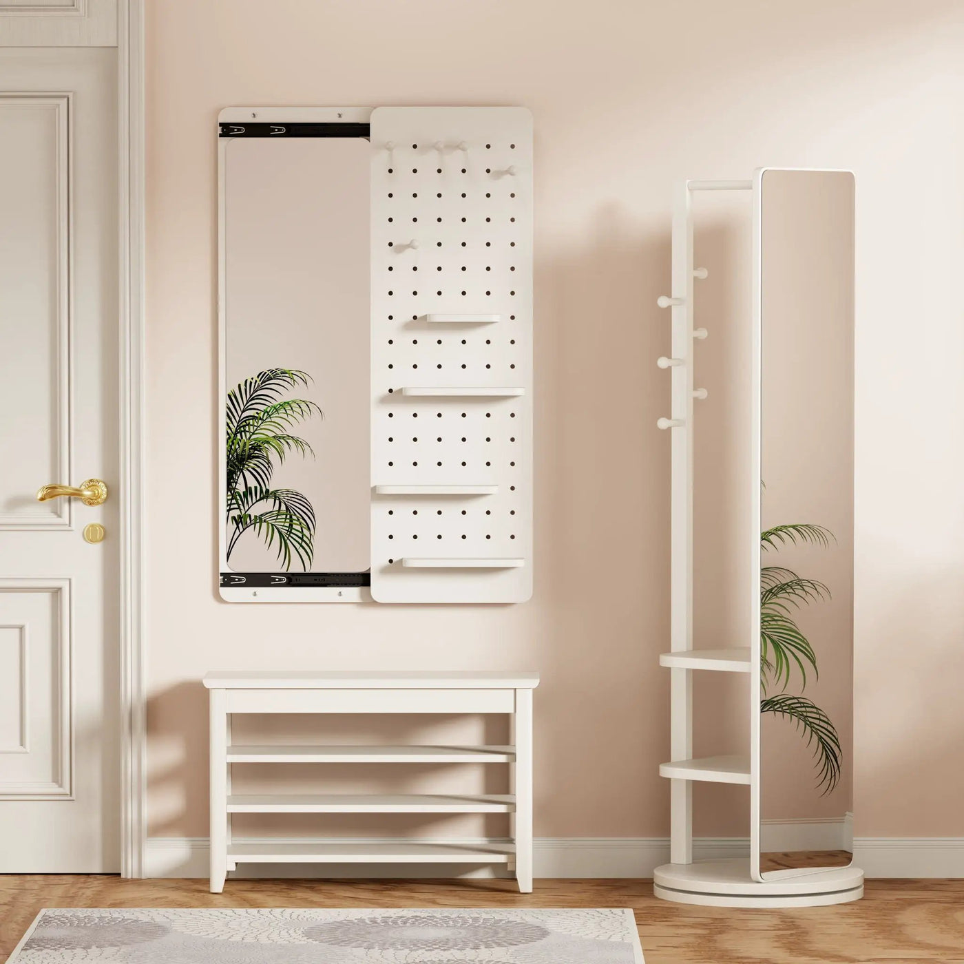 Wall Mounted Full Length Mirror With Shelf And Hook by HouseOfZazla