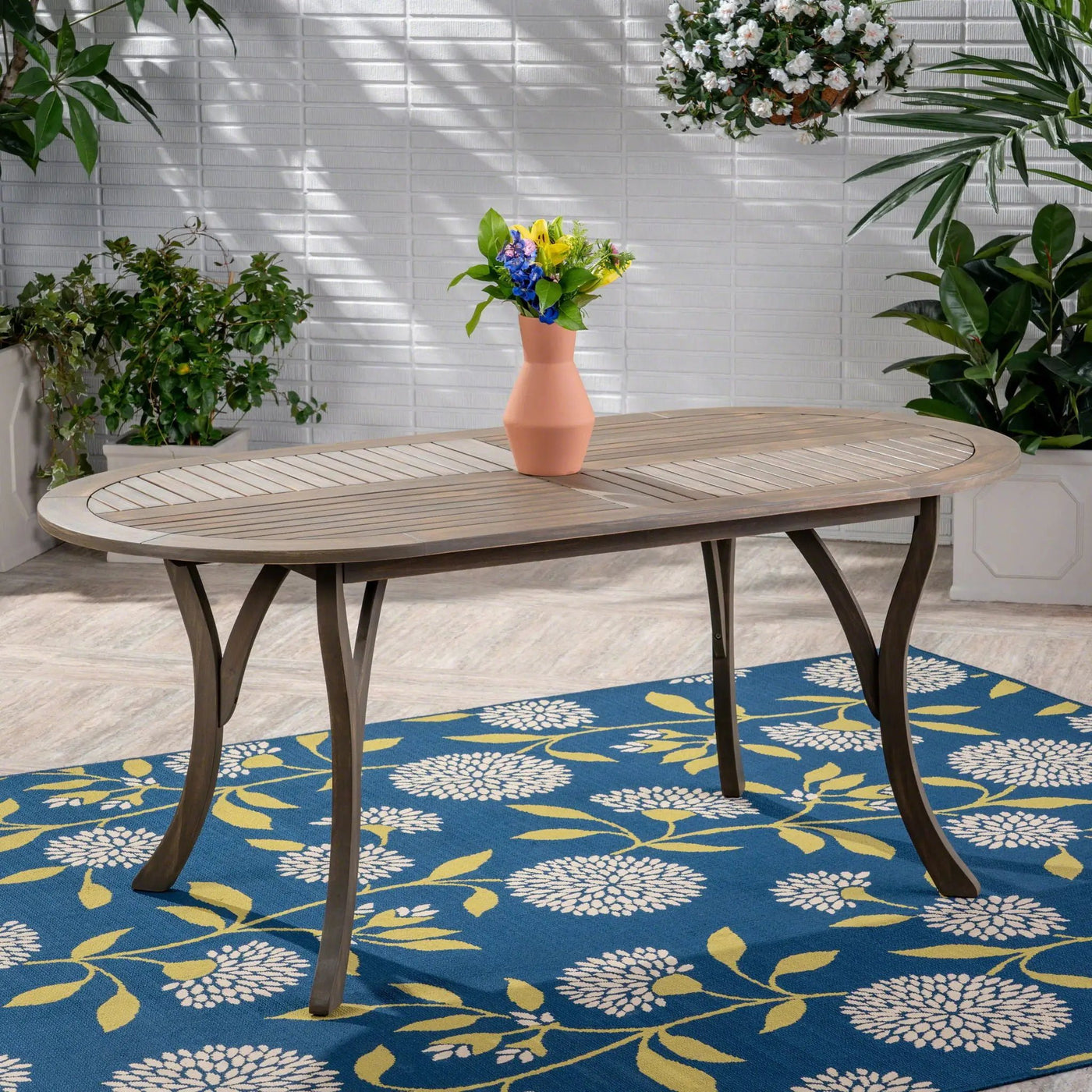 Outdoor Table With Smooth Lines, Slat Top by HouseOfZazla