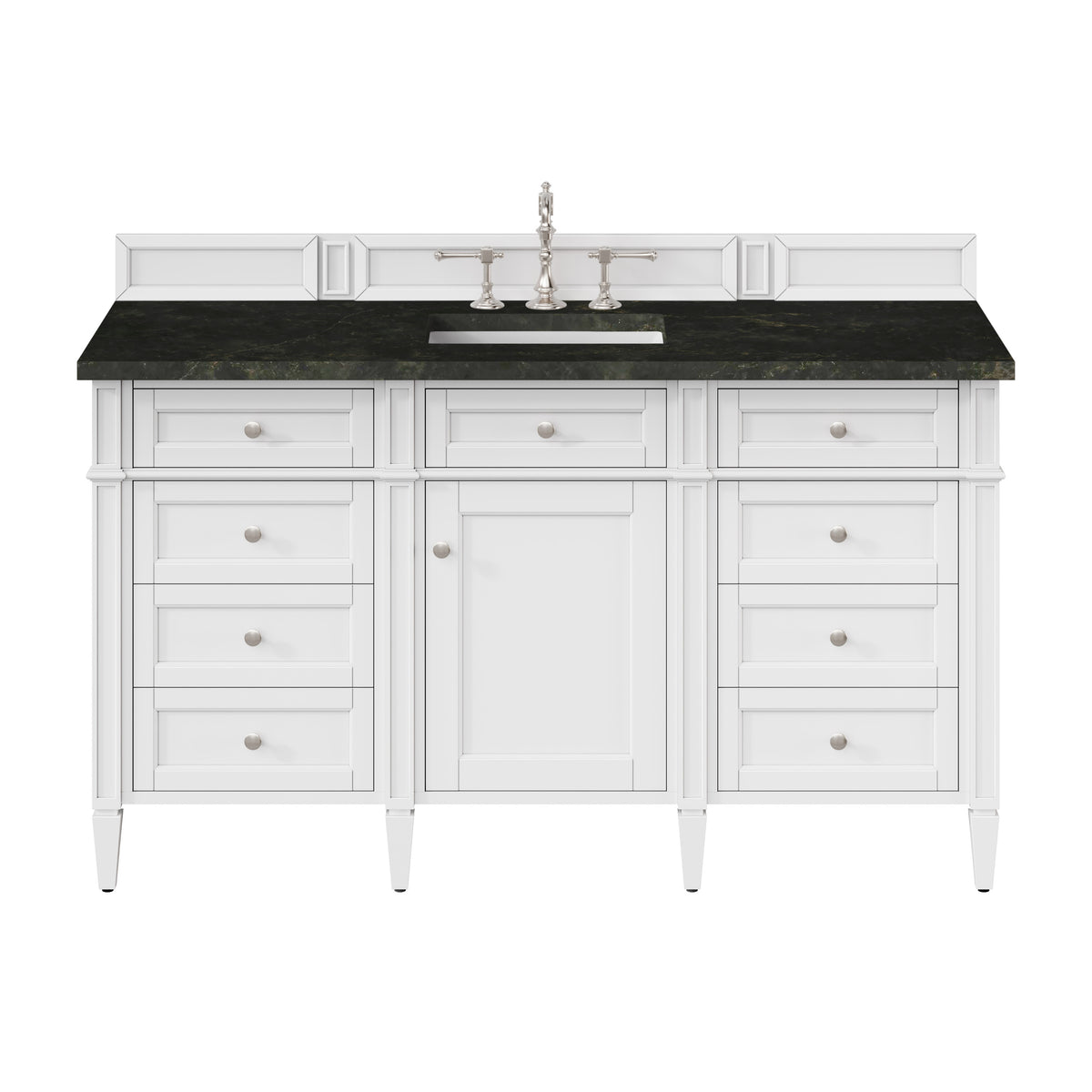 James Martin Brittany 60" Single Bathroom Vanity, Bright White with Phantome countertop