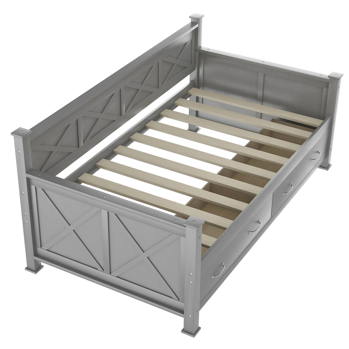 Modern Daybed With 2 Large Drawers, X Shaped Frame, photo 13 of 14