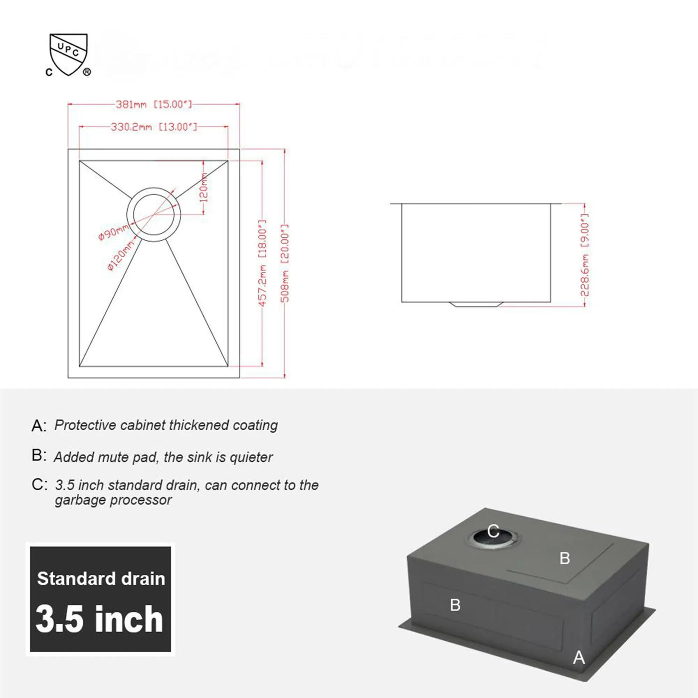 Modern Style Undermount Sink With Stainless Steel, Deep Single Bowl by HouseOfZazla