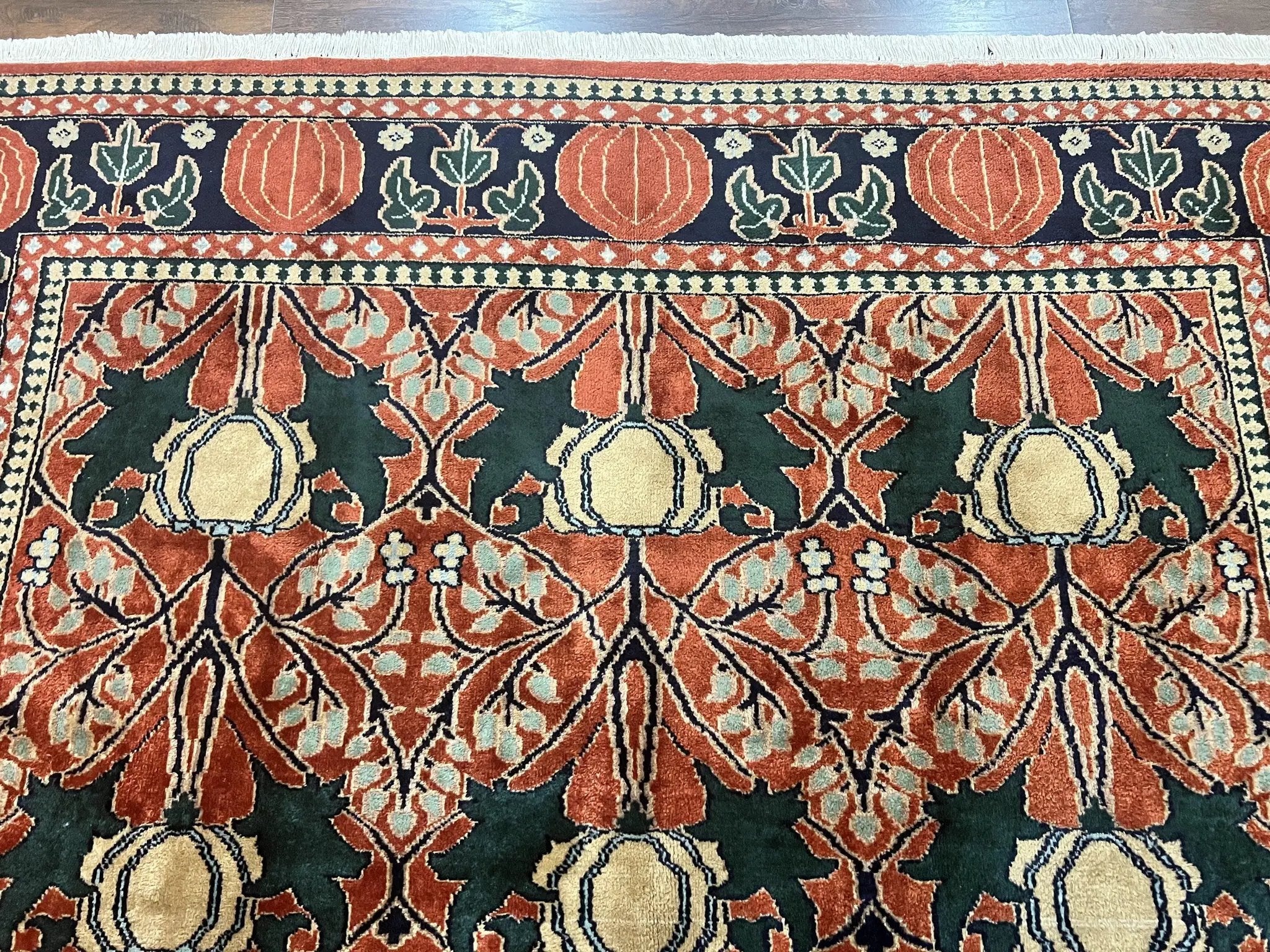 Indo Persian Bidjar Rug 8x10, Red and Black, Handmade Vintage Wool Carpet by Jewel Rugs