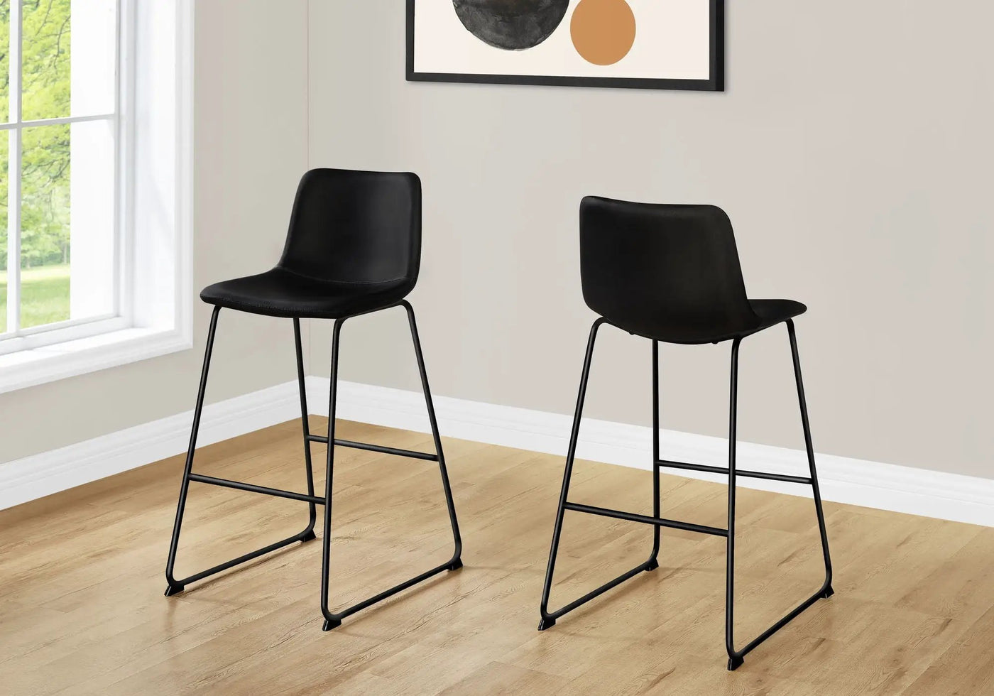 Bar Height Office Chair with Curved Backrest and Leather-Look Upholstery by HouseOfZazla