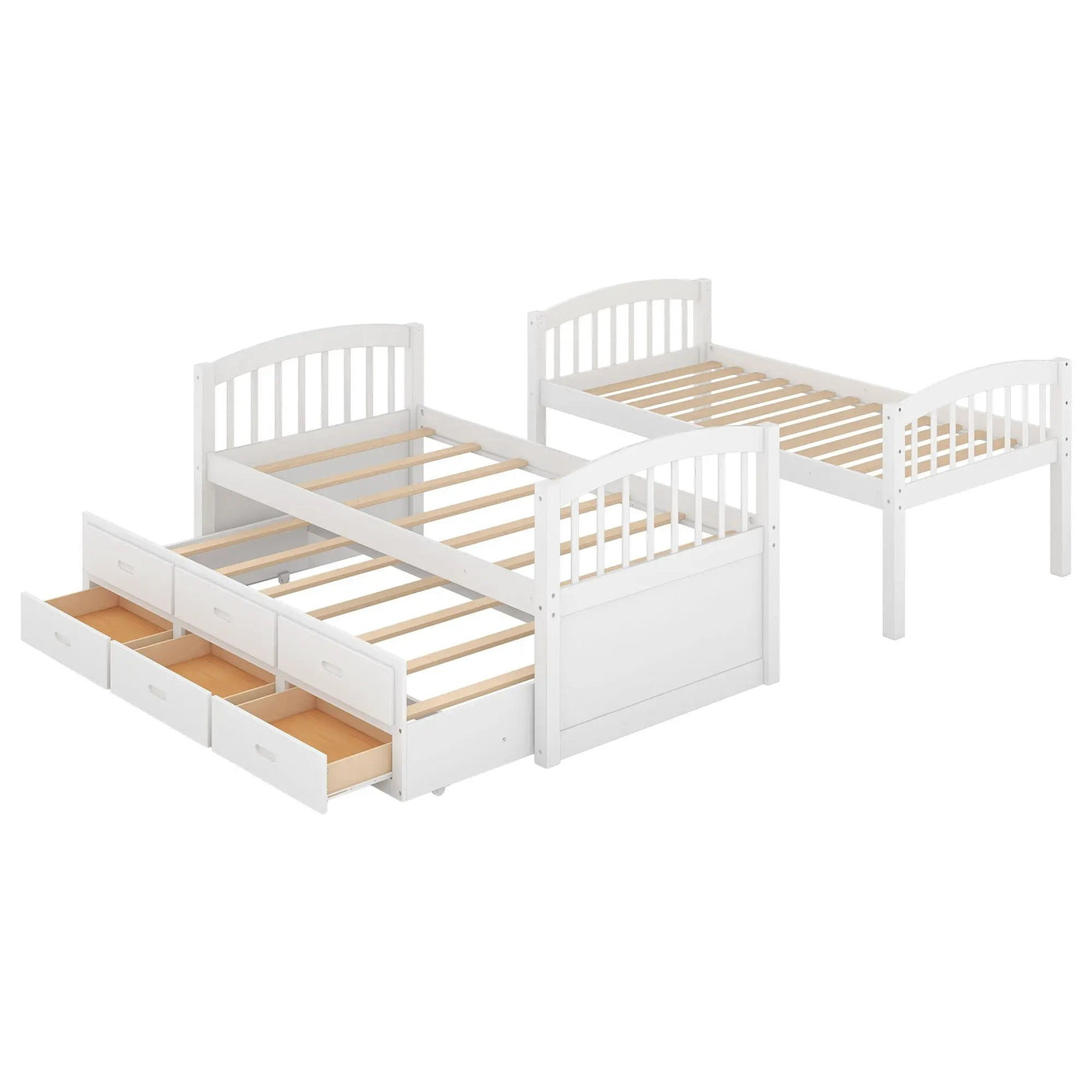 Bunk Bed With Trundle And Drawers, Arched Headboard And Footboard by Unique Piece Furniture