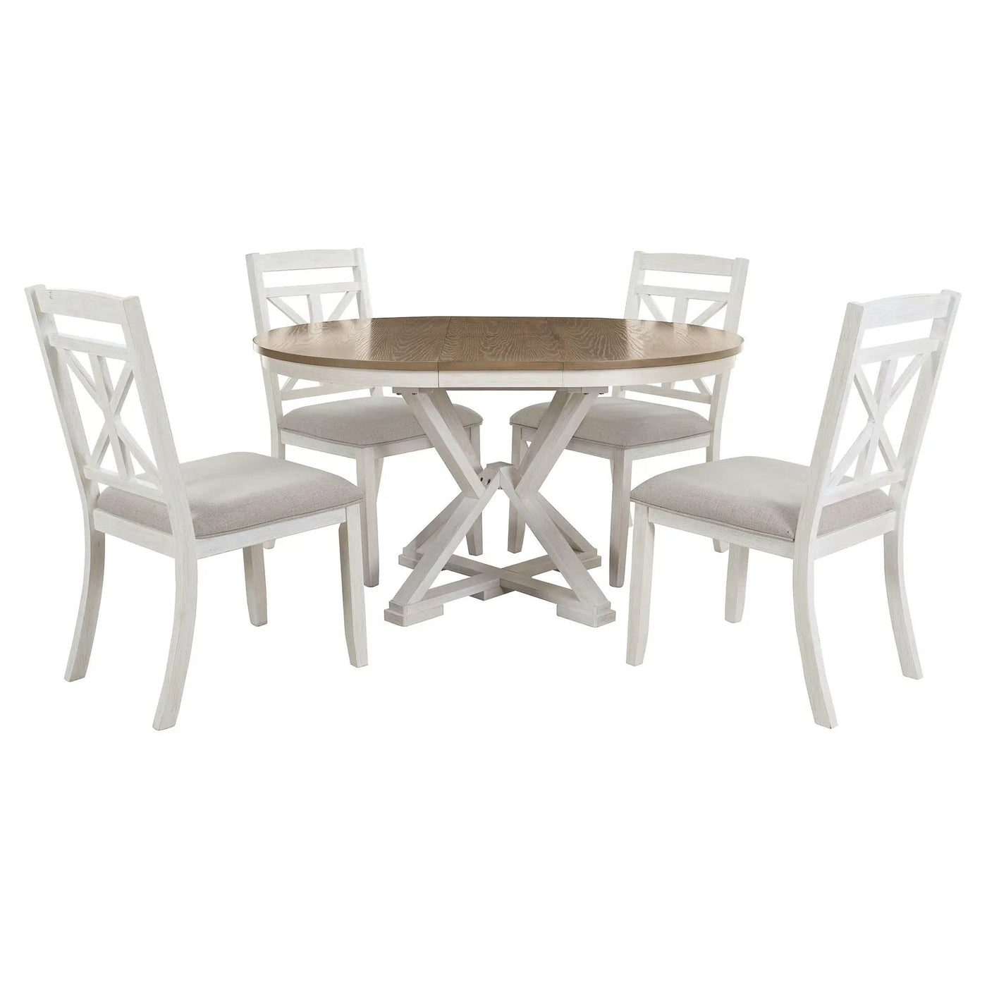 Dining Set With Extendable Round Table And 4 Upholstered Chairs by Unique Piece Furniture