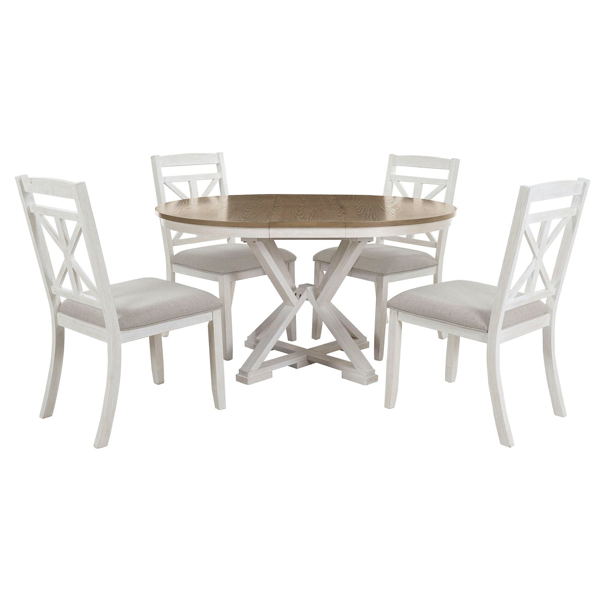 Extendable Dining Set with Upholstered Chairs - White or Dark Gray