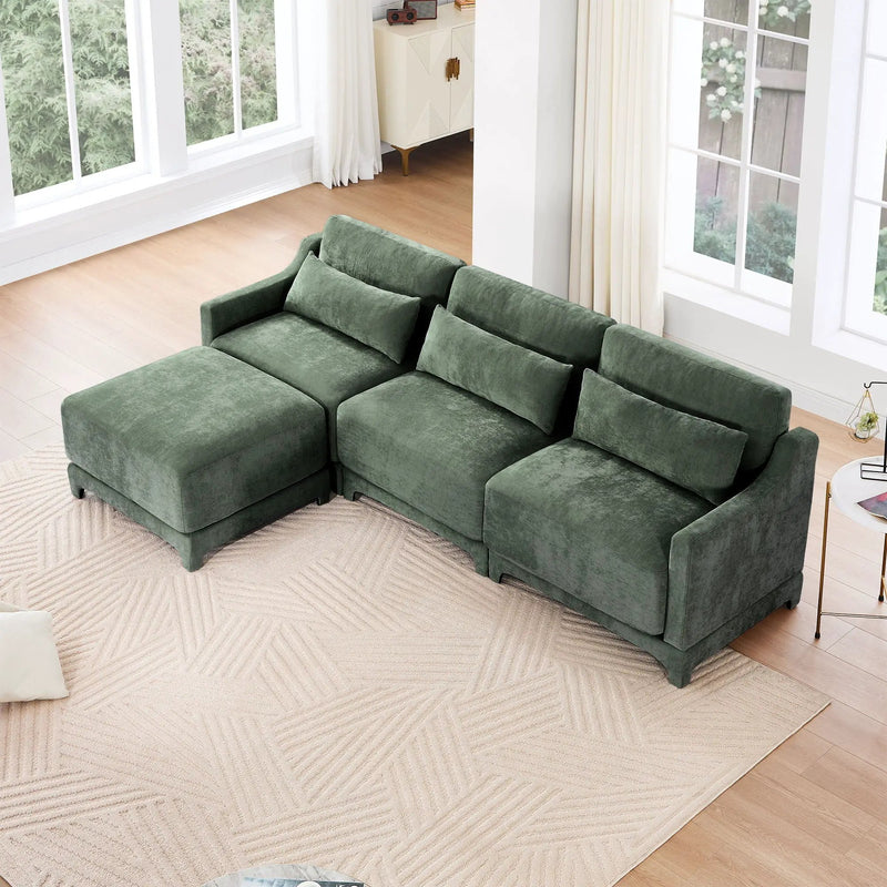 Stylish Sofa With Ottoman And Lumbar Pillows, Ergonomic Design by Unique Piece Furniture