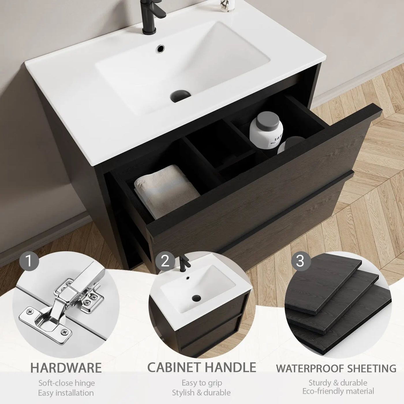 30 Inch Bathroom Vanity Cabinet With Ceramic Sink by HouseOfZazla
