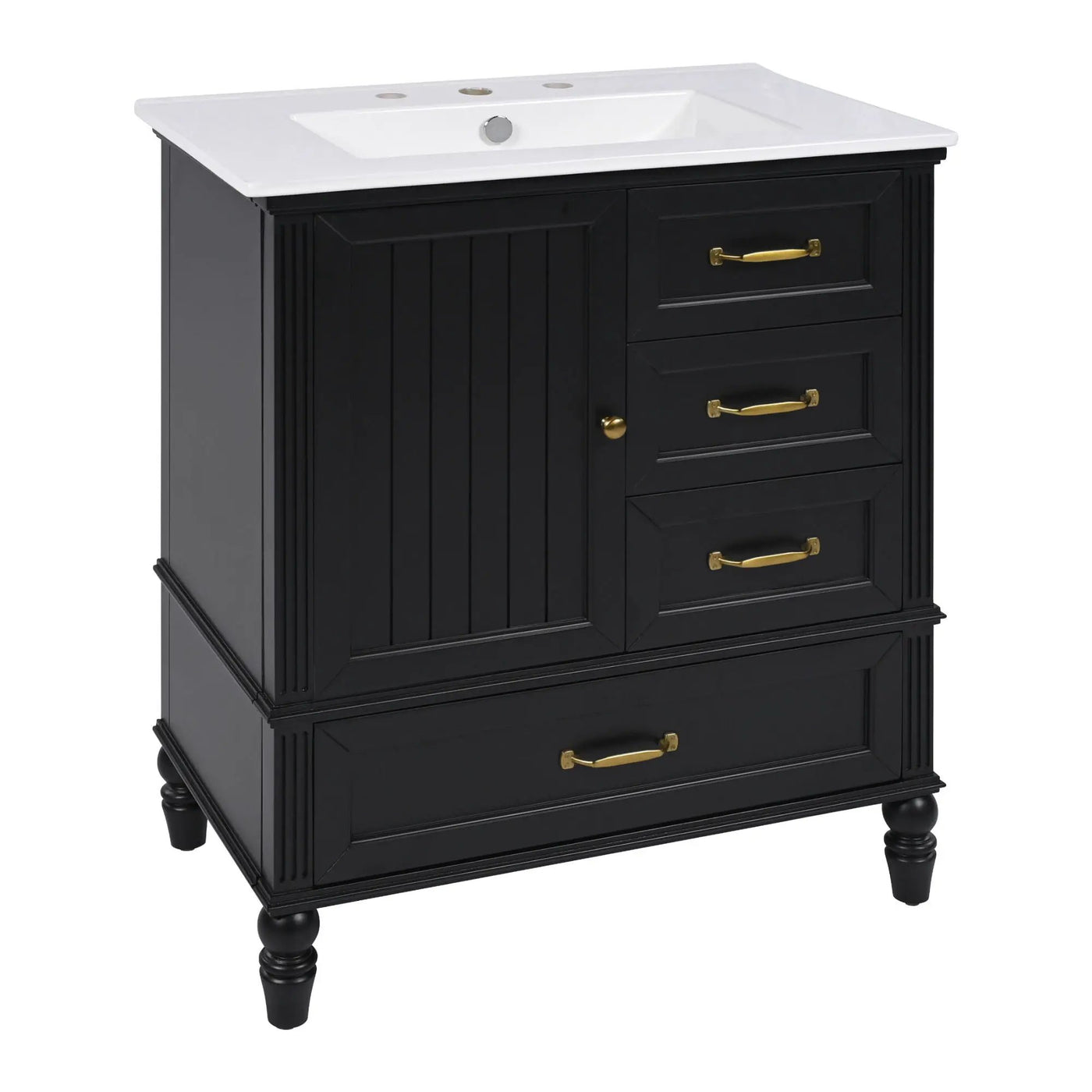 30" Bathroom Vanity With Sink, 3 Drawers, Adjustable Feet by HouseOfZazla