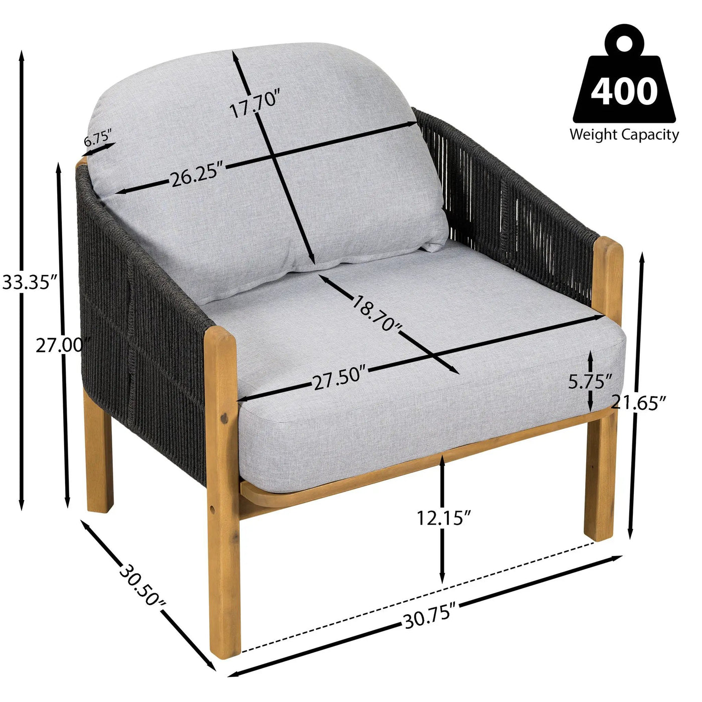 Grotta Outdoor Wood Club Chair Set of 2 by HouseOfZazla