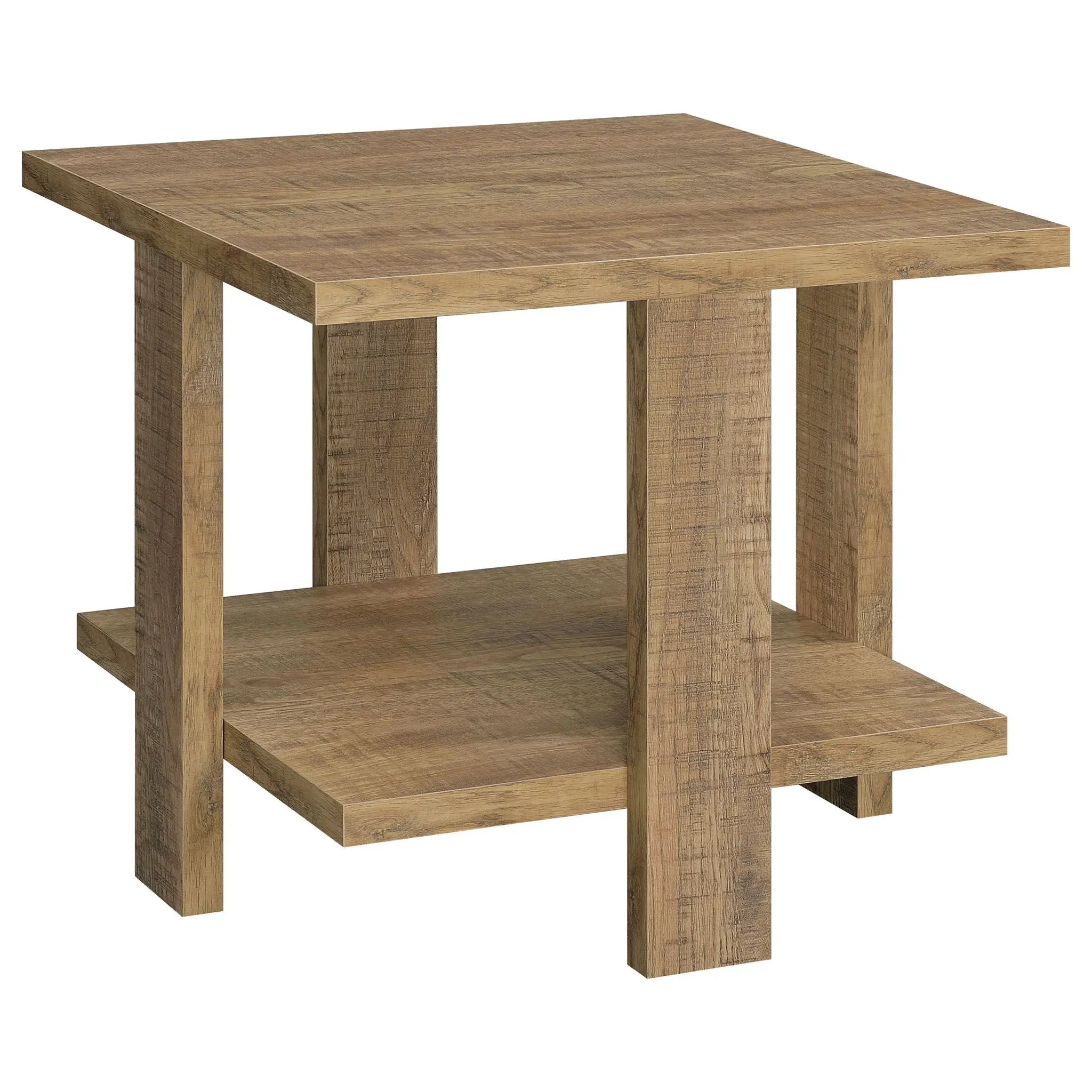 Dawn Square Engineered Wood End Table Mango Brown by Unique Piece Furniture