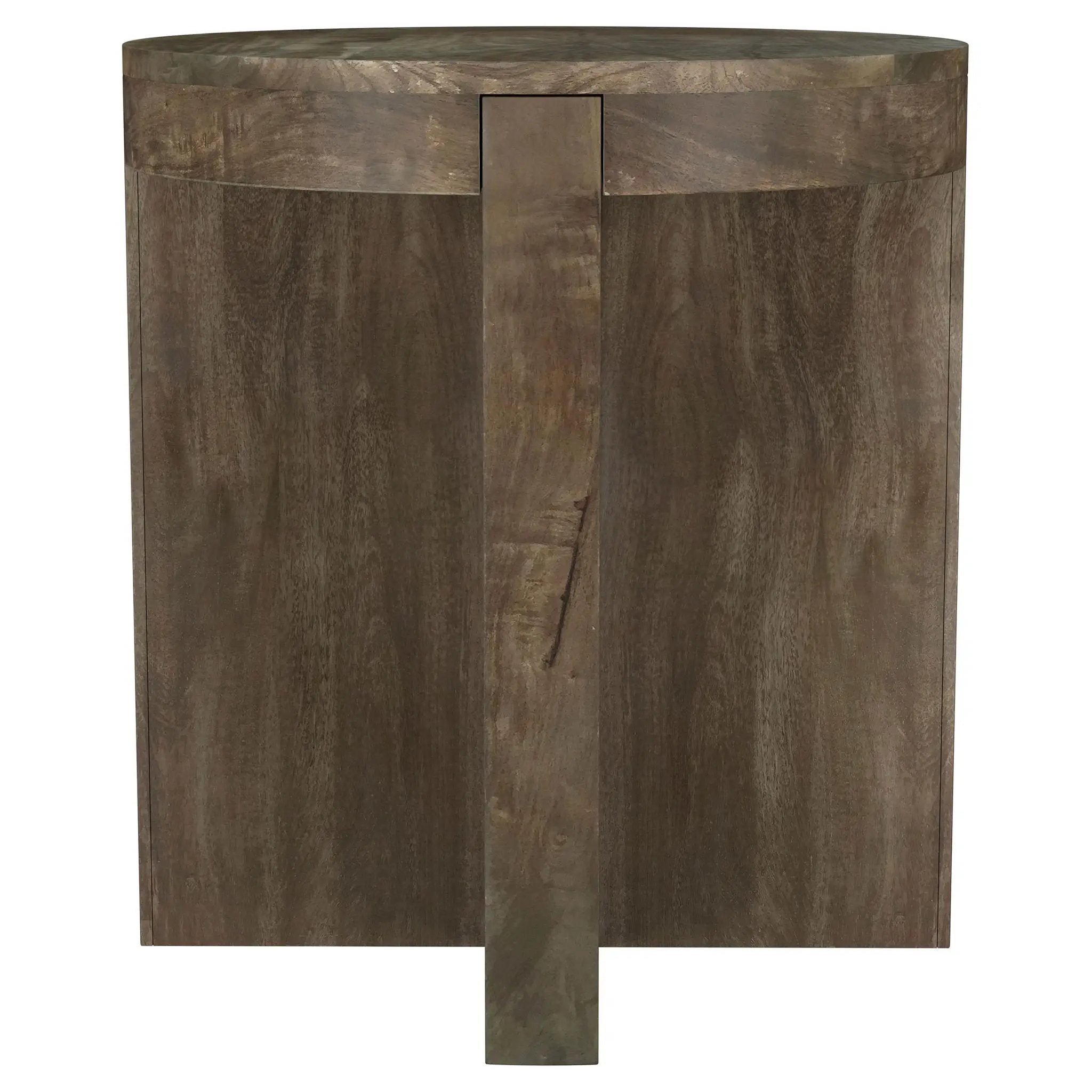 Kinkaid Round Solid Mango Wood End Table Brown by Unique Piece Furniture