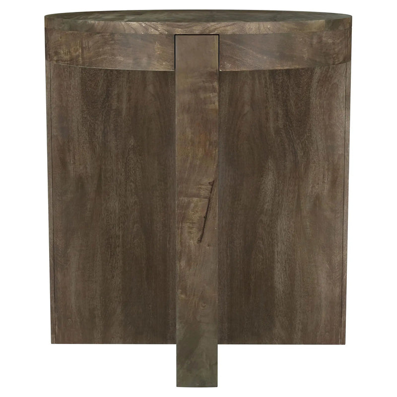 Kinkaid Round Solid Mango Wood End Table Brown by Unique Piece Furniture