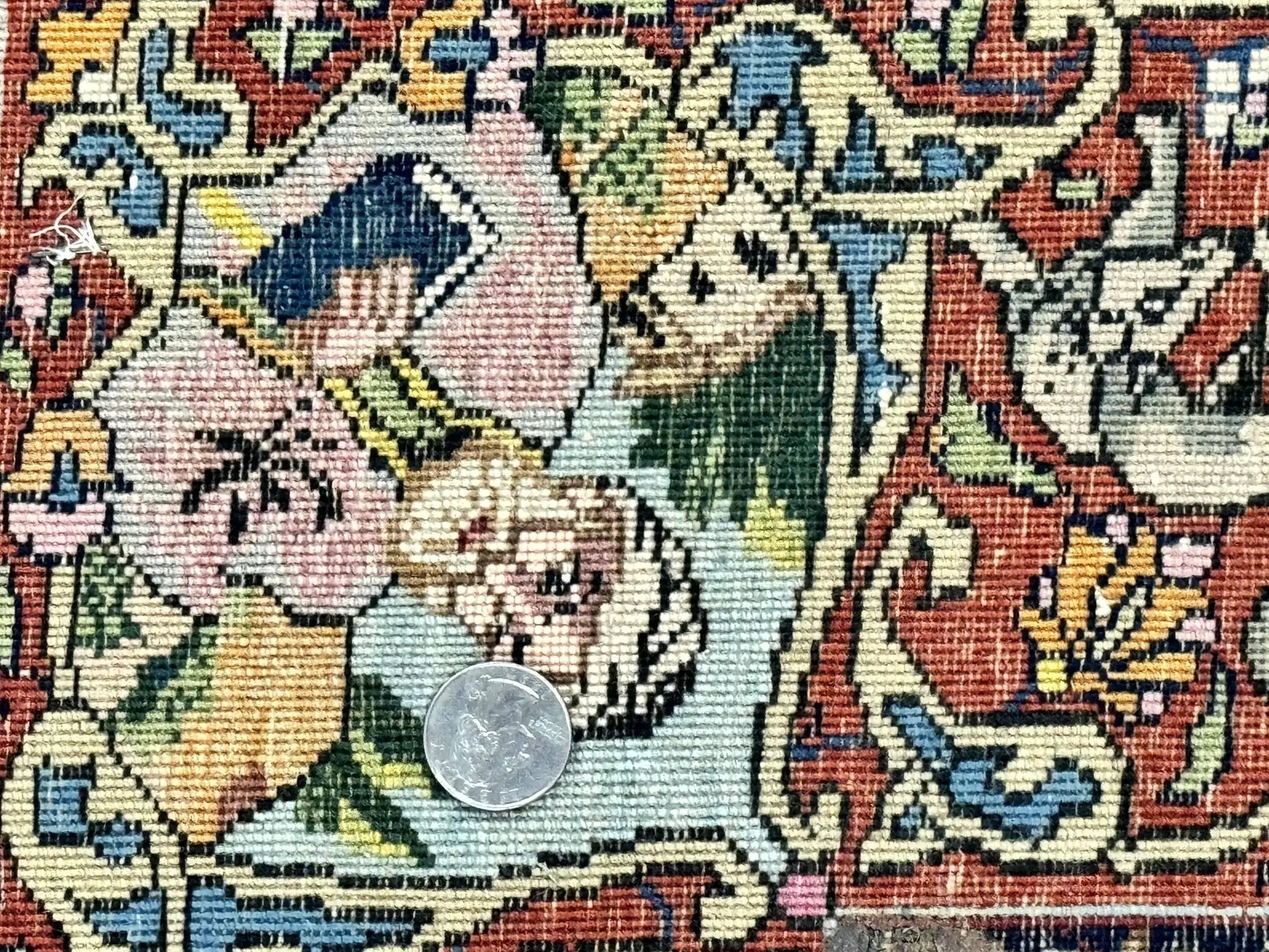 Wonderful Persian Kashan Pictorial Rug 4.7 x 6.5, Persian Rug for Wall Hanging, Handmade Antique Wool Carpet Animal Motifs Poetry Lovers, 240 KPSI by Jewel Rugs