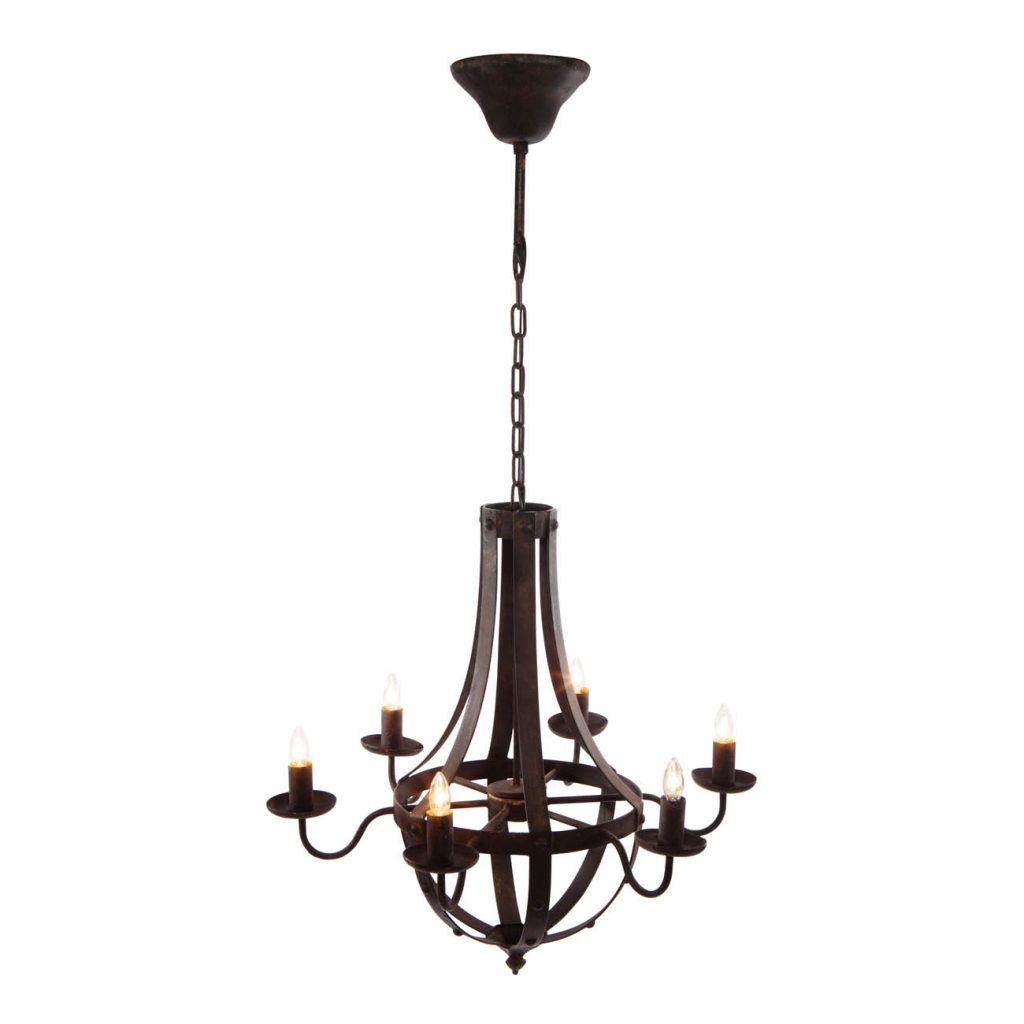 6 Light Metal Chandelier - Black