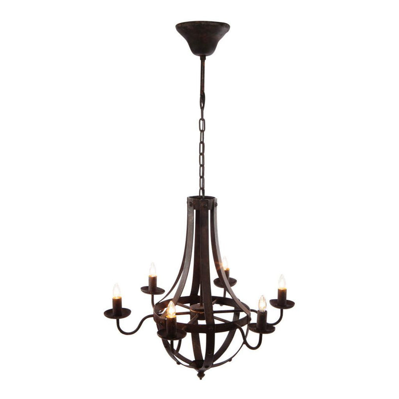 6 Light Metal Chandelier - Black