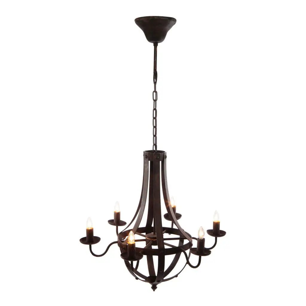 6 Light Metal Chandelier, Hanging Light Fixture With Adjustable Chain For Kitchen, Bulb Not Included - Black by HouseOfZazla