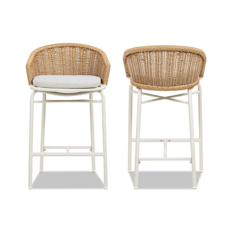 Santorini 28" Wicker Back Outdoor Bar Stool Set of 2 by HouseOfZazla