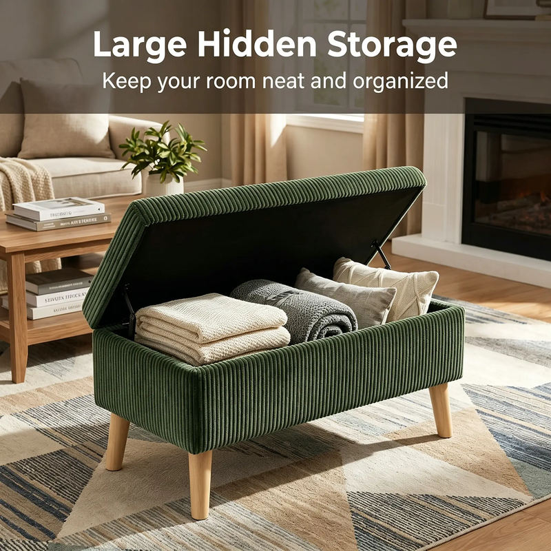 32 Inch Wide Olive Ottoman by HouseOfZazla