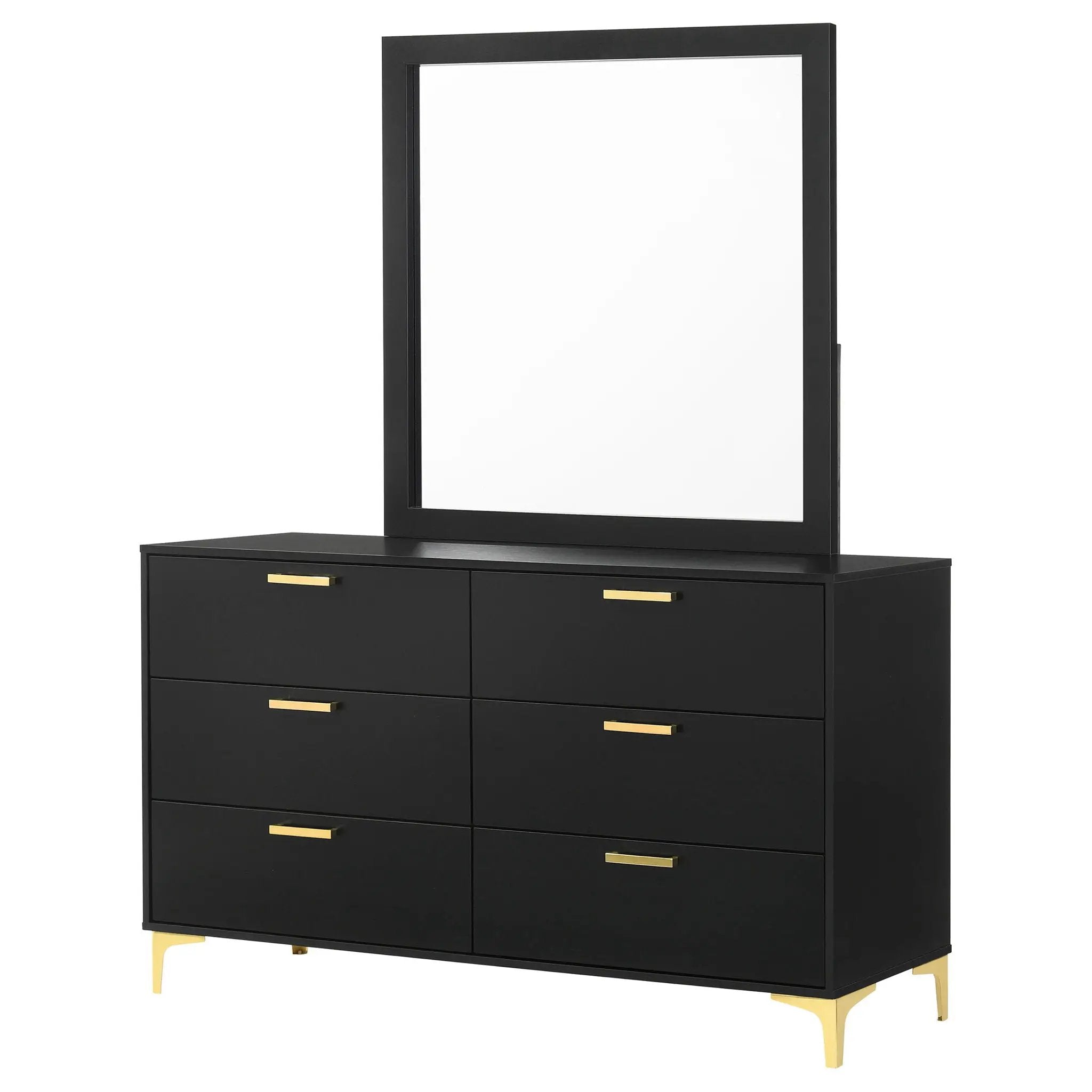 Kendall 6-drawer Dresser with Mirror Black by Unique Piece Furniture