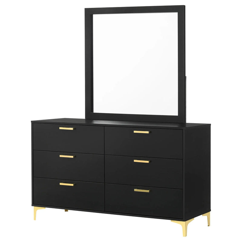 Kendall 6-drawer Dresser with Mirror Black by Unique Piece Furniture