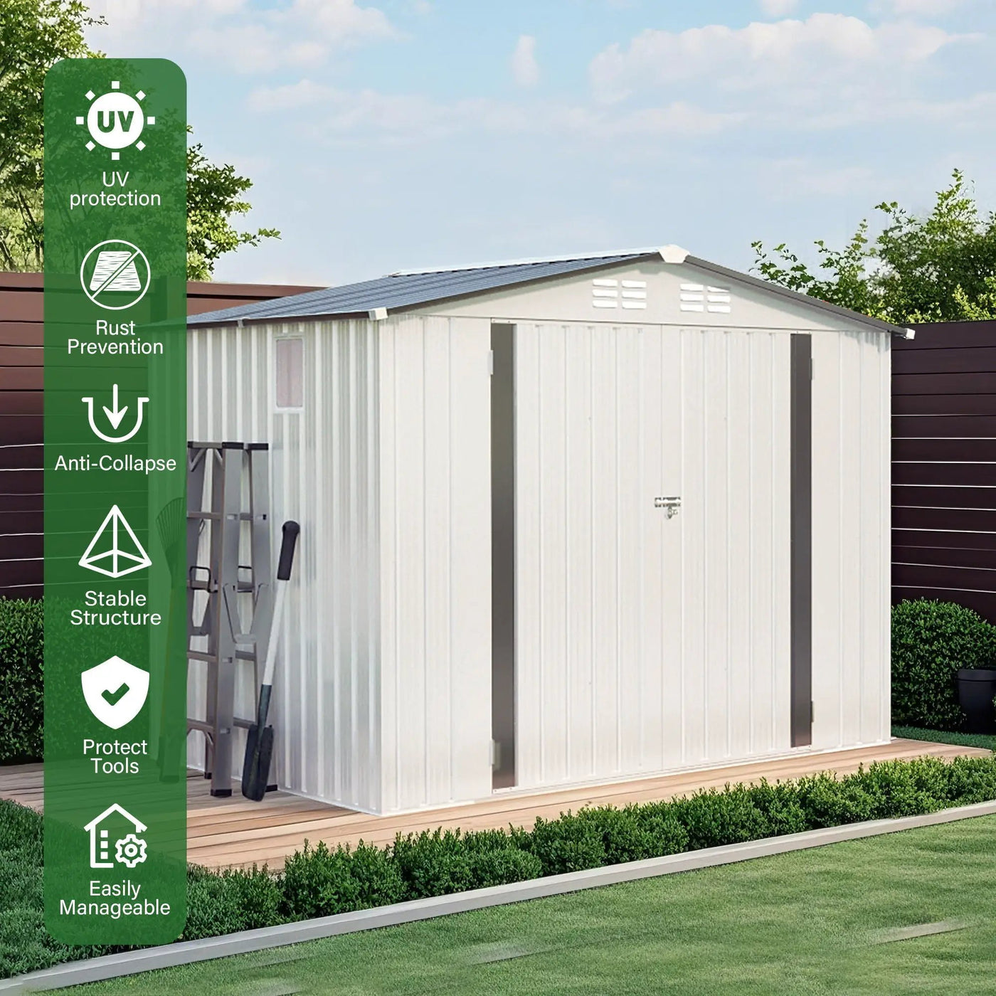 Garden Tool Shed Metal Storage Shed With Peaked Roof Waterproof Lockable Door by HouseOfZazla
