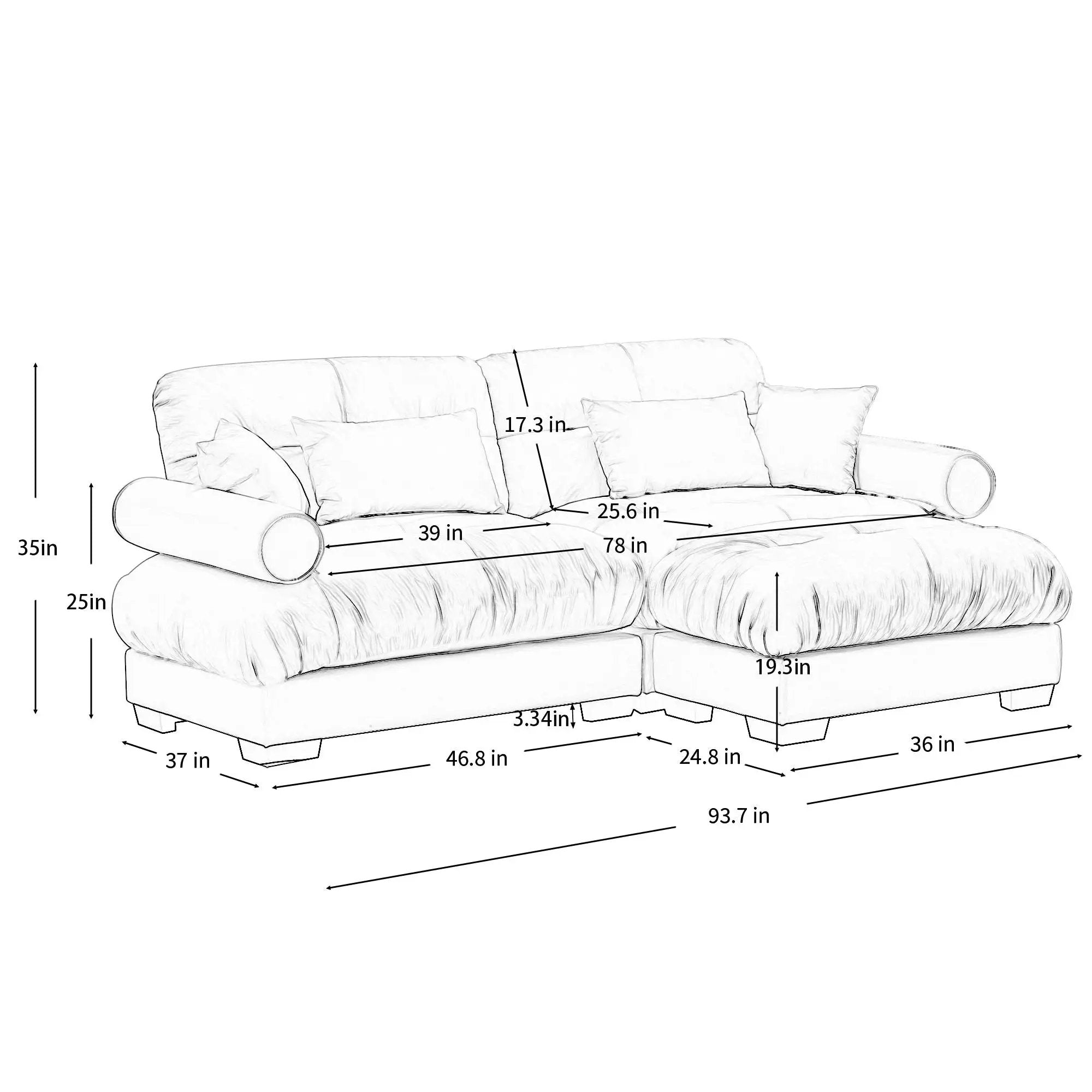 Super Comfort Oversized Modular Sectional Sofa With Movable Ottoman by HouseOfZazla