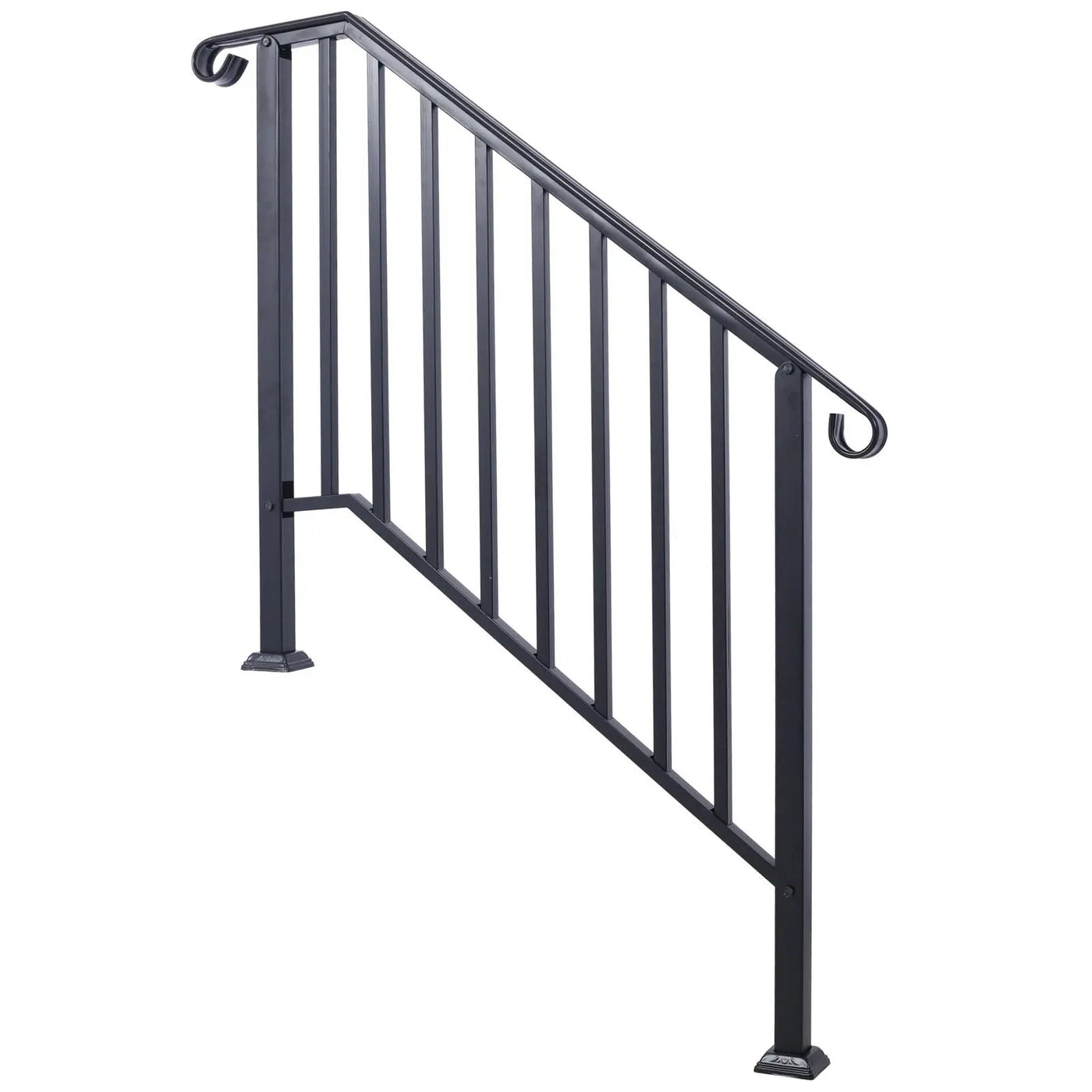 Handrails For Outdoor Steps, Fit 2 Or 3 Steps Outdoor Stair Railing, Wrought Iron Handrail, Flexible Porch Railing, Transitional Handrails For Concrete Steps Or Wooden Stairs by HouseOfZazla