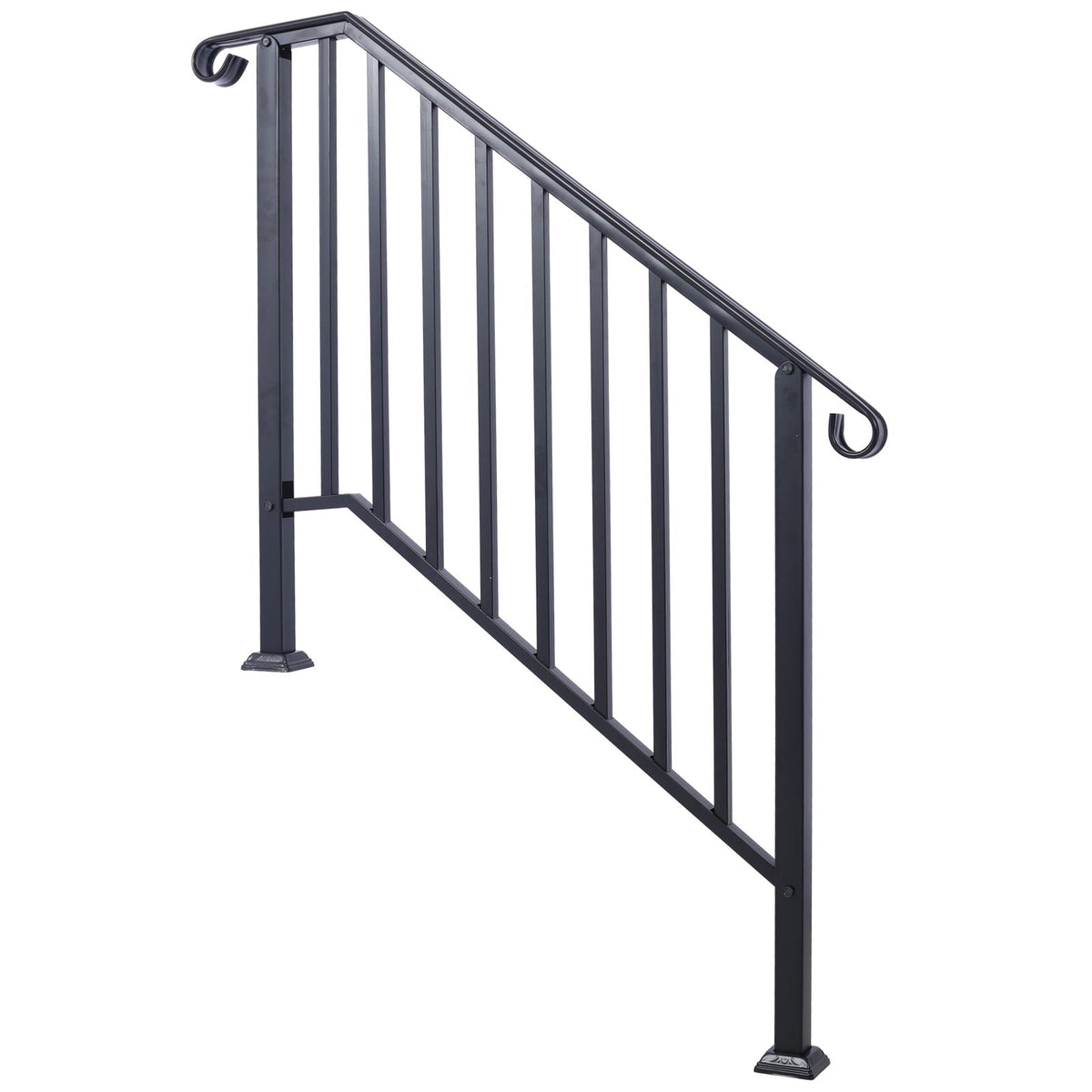 Wrought Iron Outdoor Handrail for 2 or 3 Steps with Rustproof Finish - Black, photo 21 of 26