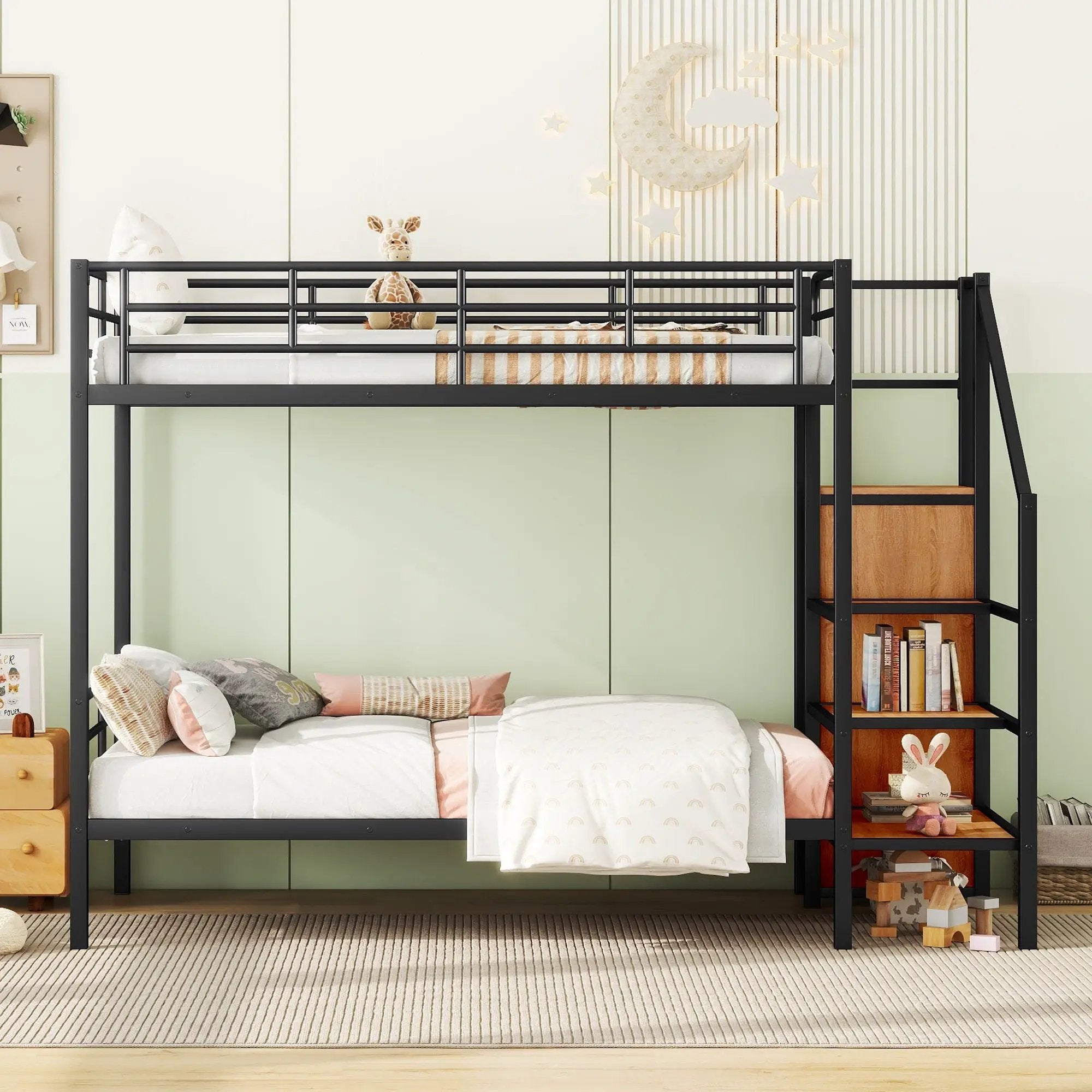 Bunk Bed With Lateral Storage Ladder And Wardrobe by HouseOfZazla