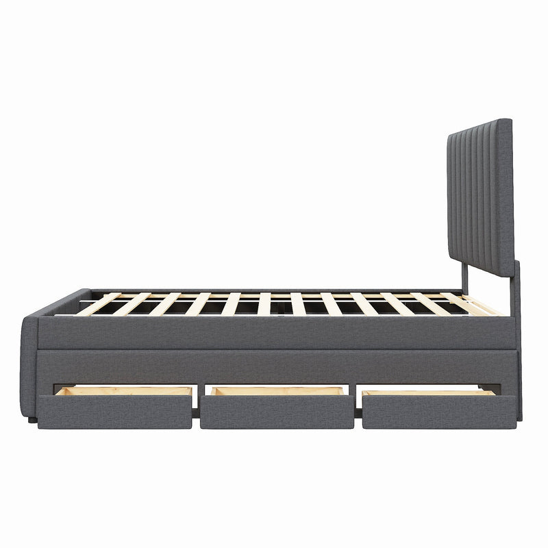 Full Size Upholstered Platform Bed with Twin Size Trundle and 3 Drawers by HouseOfZazla